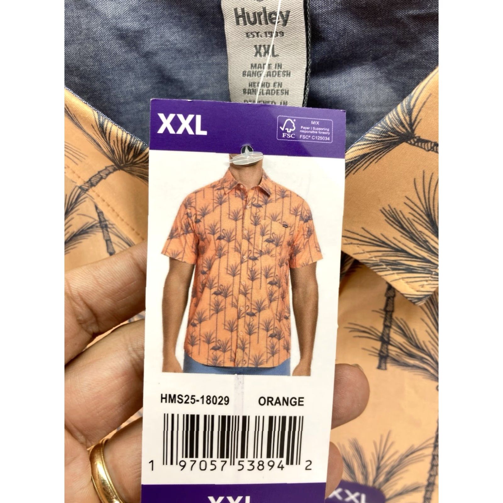 Hurley Hurley Patio Cabana Shirt Men 2XL Orange Flamingos Short Sleeve Button NWT Size US XXL / EU 58 / 5 - 6 Thumbnail