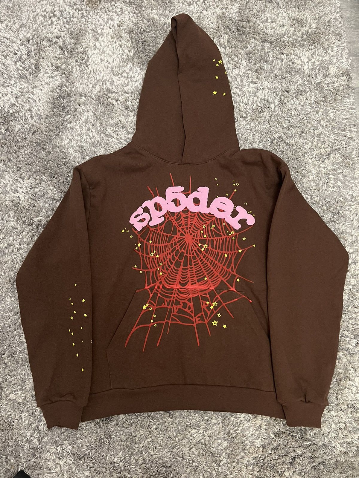 Young Thug SPIDER WORLDWIDE BROWN WEB HOODIE | Grailed