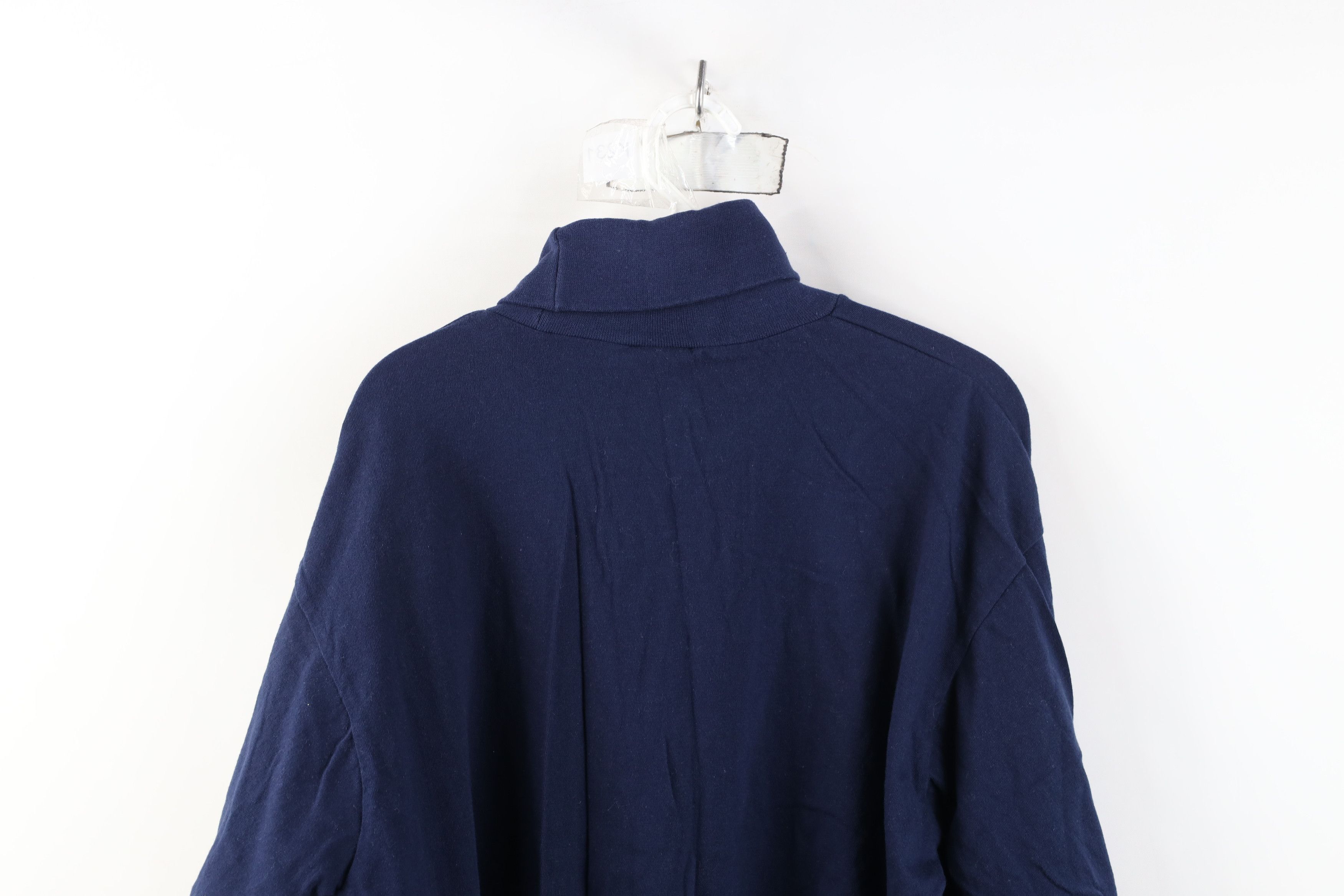 Vintage Vintage 90s Dame University Turtleneck T-Shirt Navy Blue Size US L / EU 52-54 / 3 - 10 Thumbnail