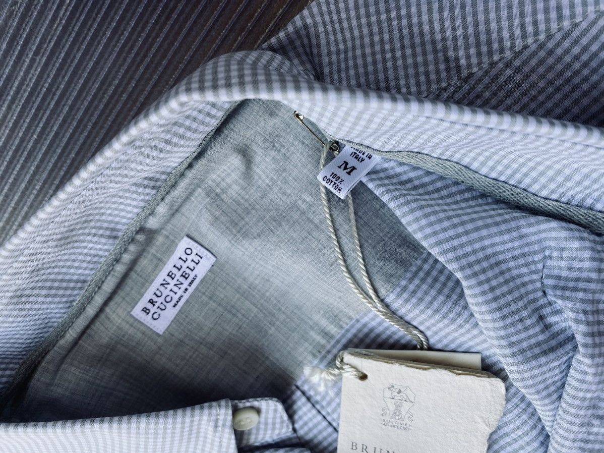 Brunello Cucinelli Brunello Cucinelli 🇮🇹 Olive Gingham Check Dress Shirt M NWT Size US M / EU 48-50 / 2 - 4 Thumbnail