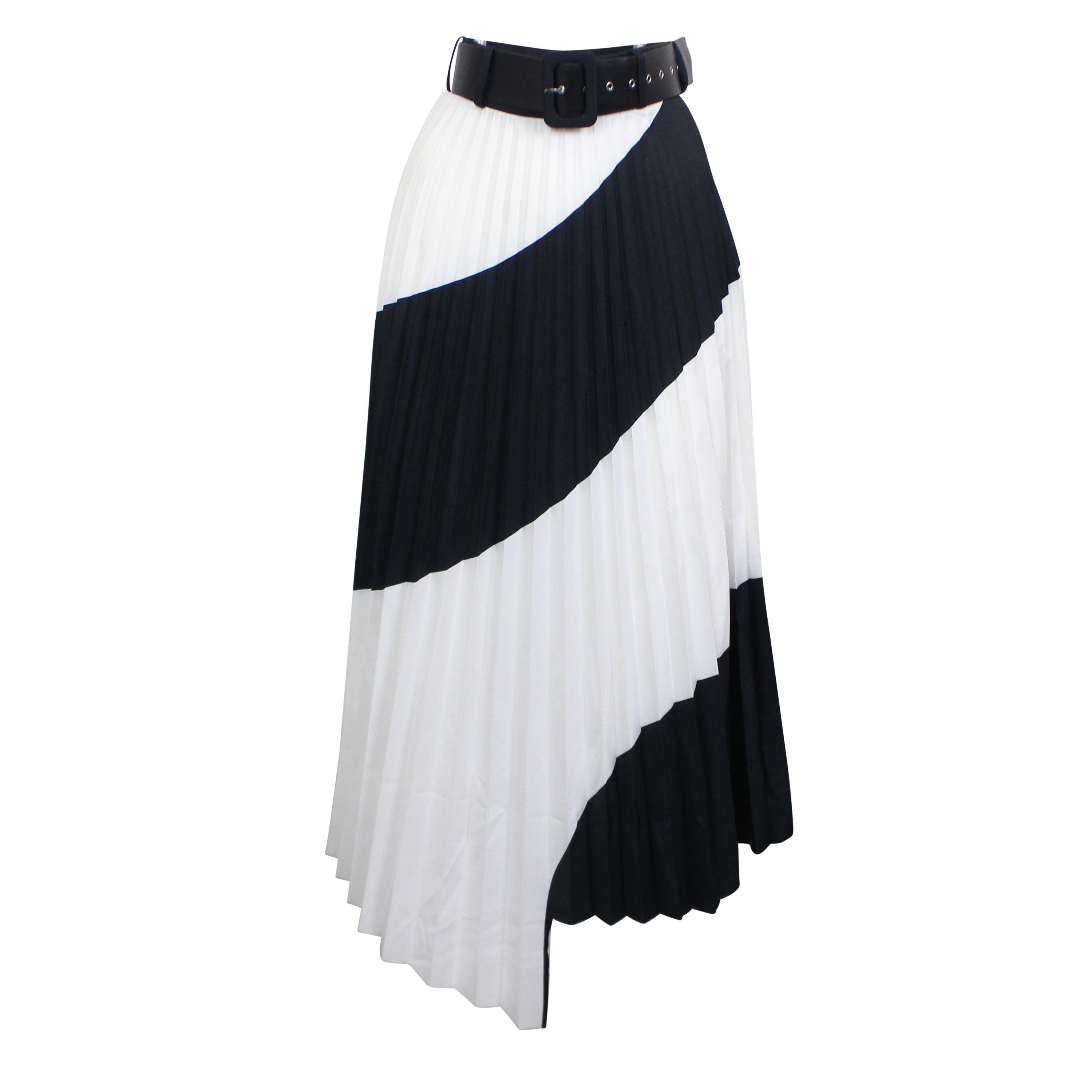 image of Off White C/o Virgil Abloh Black White Plisse Pleated Skirt Size 2/38, Women's