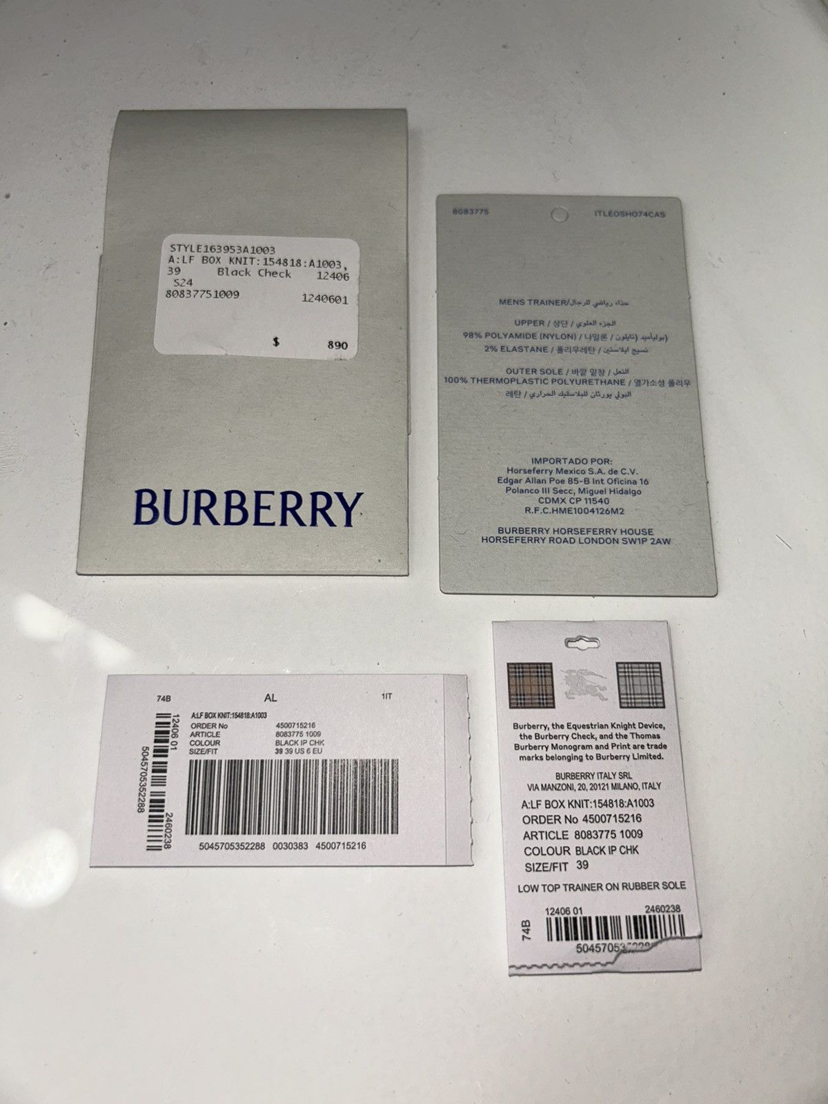 Burberry Burberry Box Knit Black Check Low Top Sneakers Size 39 Size US 7.5 / EU 40-41 - 14 Thumbnail