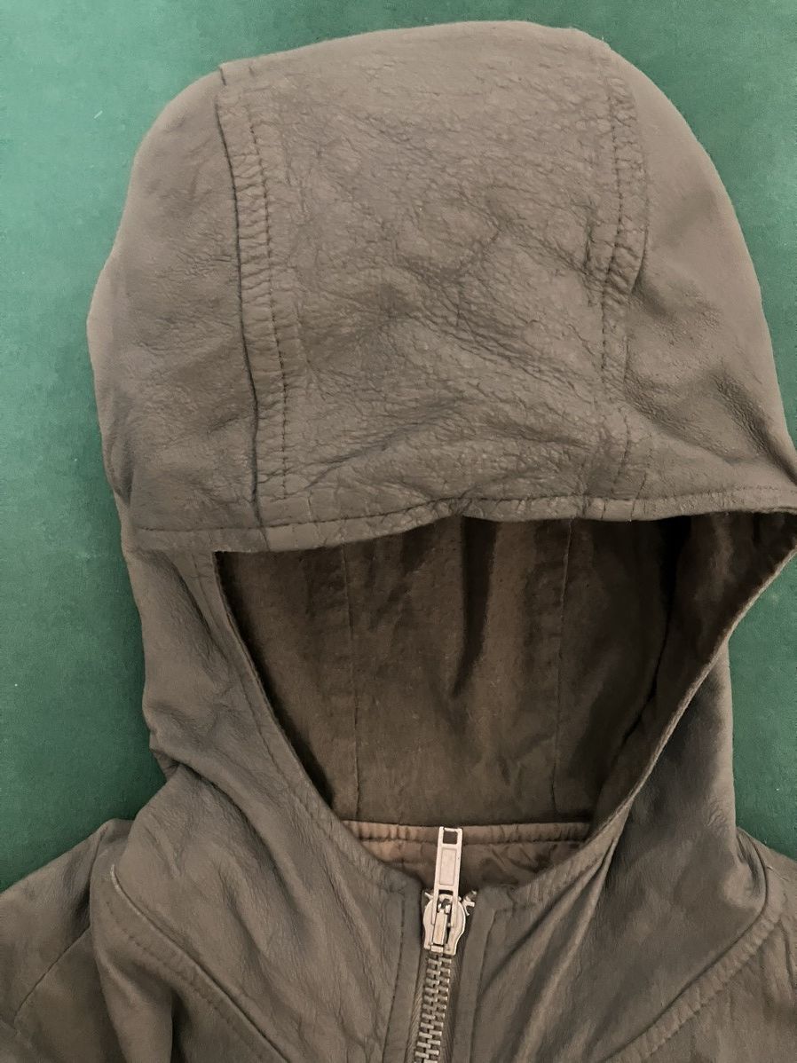 Rick Owens Dust leather Olmar+Mirta hoodie jacket Size US XS / EU 42 / 0 - 12 Thumbnail