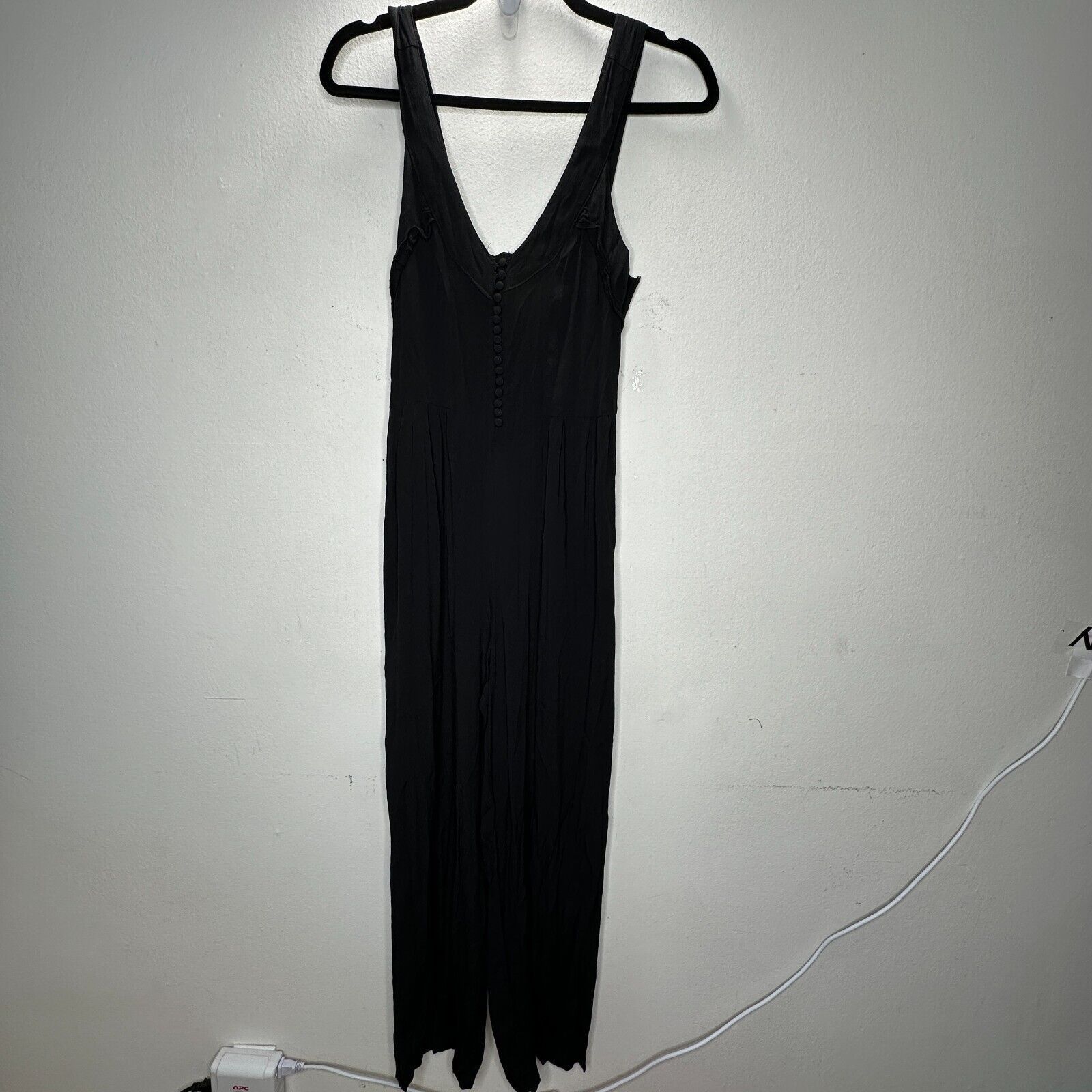 Other Taylor & Sage Black V Neck Button Front Wide Leg Jumpsuit S Size 26" / US 2 / IT 38 - 17 Thumbnail