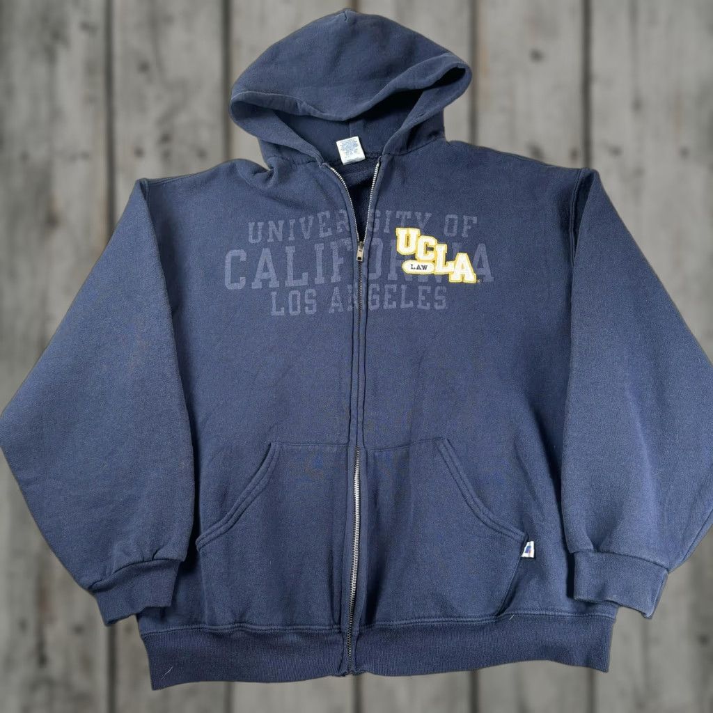 UCLA Law Hoodie Mens Large Navy Blue Russell Athletic Fleece Sweatshirt Full Zip Hoodie Shirt
