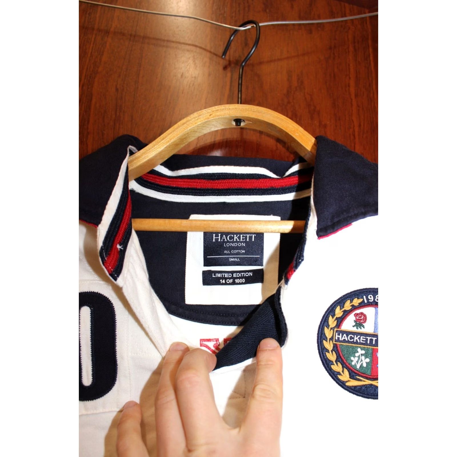 Vintage Hackett London England Rugby Polo Longsleeve Jersey S Men White Limited edition #10 Rugby Shirt Mens Size US S / EU 44-46 / 1 - 4 Thumbnail