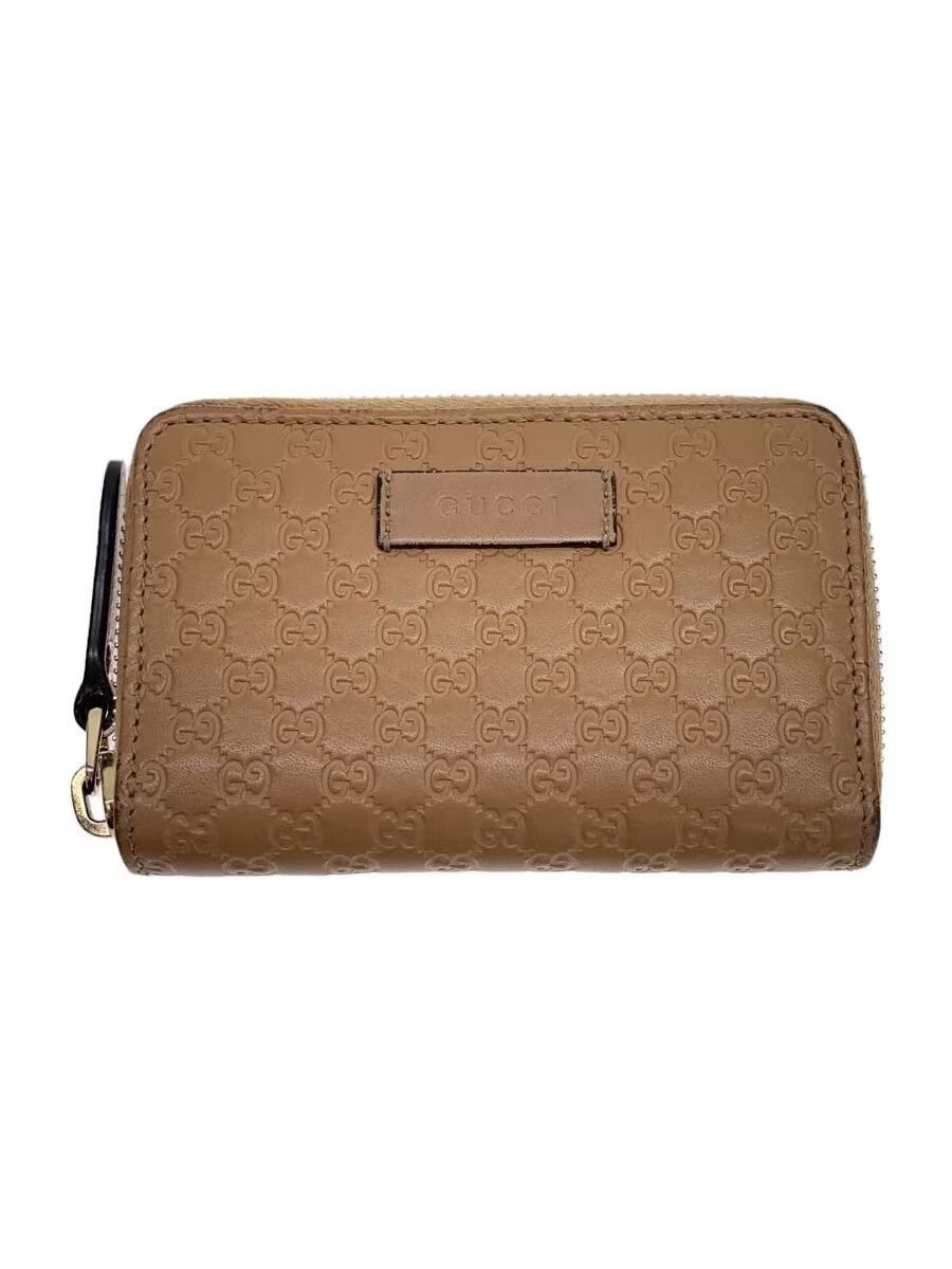Gucci Gucci Leather Monogram Coin Case Beige Size ONE SIZE - 1 Thumbnail