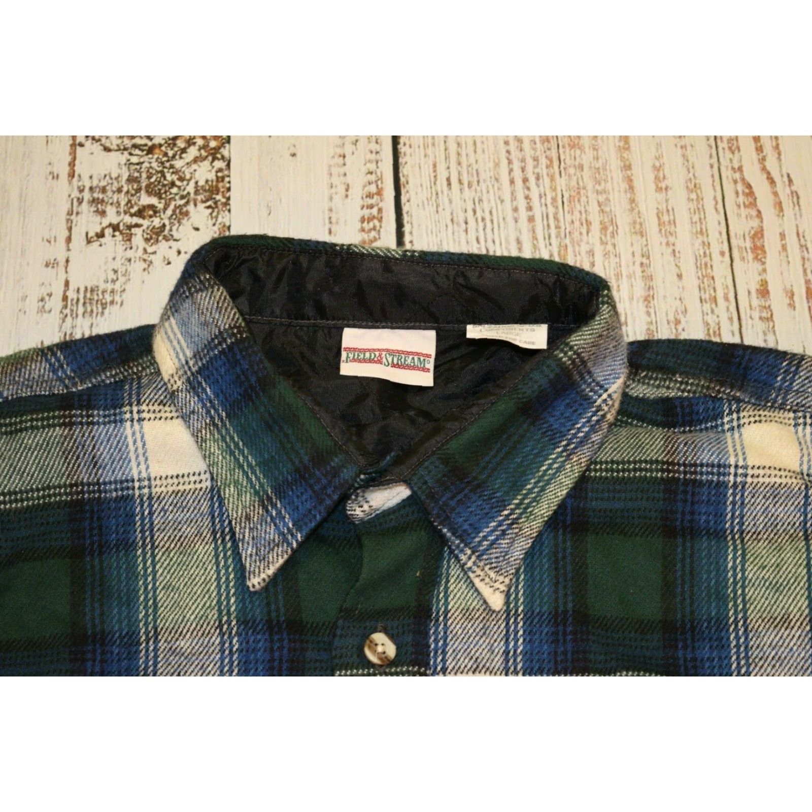 Vintage VINTAGE Field & Stream Men's Plaid Flannel Shirt Large Casual 80s 90s Cotton Blue Green Size US L / EU 52-54 / 3 - 5 Thumbnail