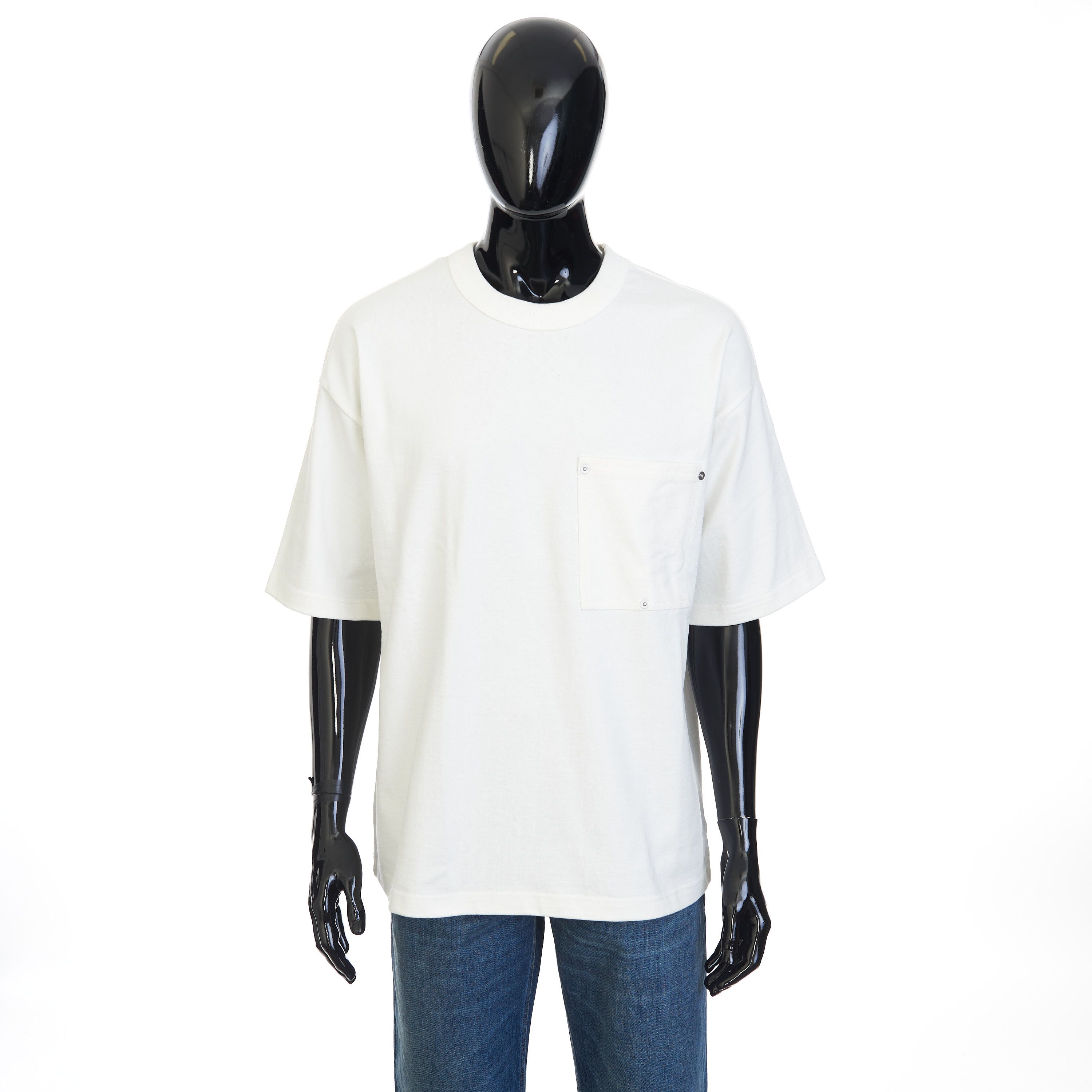 image of Bottega Veneta Chalk White T-Shirt - Japanese Jersey, Pocket, Loose Fit, Men's (Size Large)