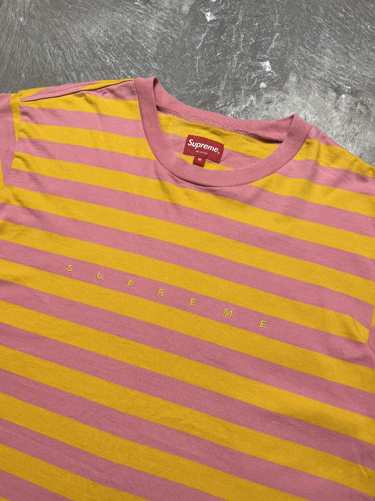 Supreme Supreme Bar Striped Tee SS18 Orange/Pink Size M Streetwear Size US M / EU 48-50 / 2 - 2 Thumbnail