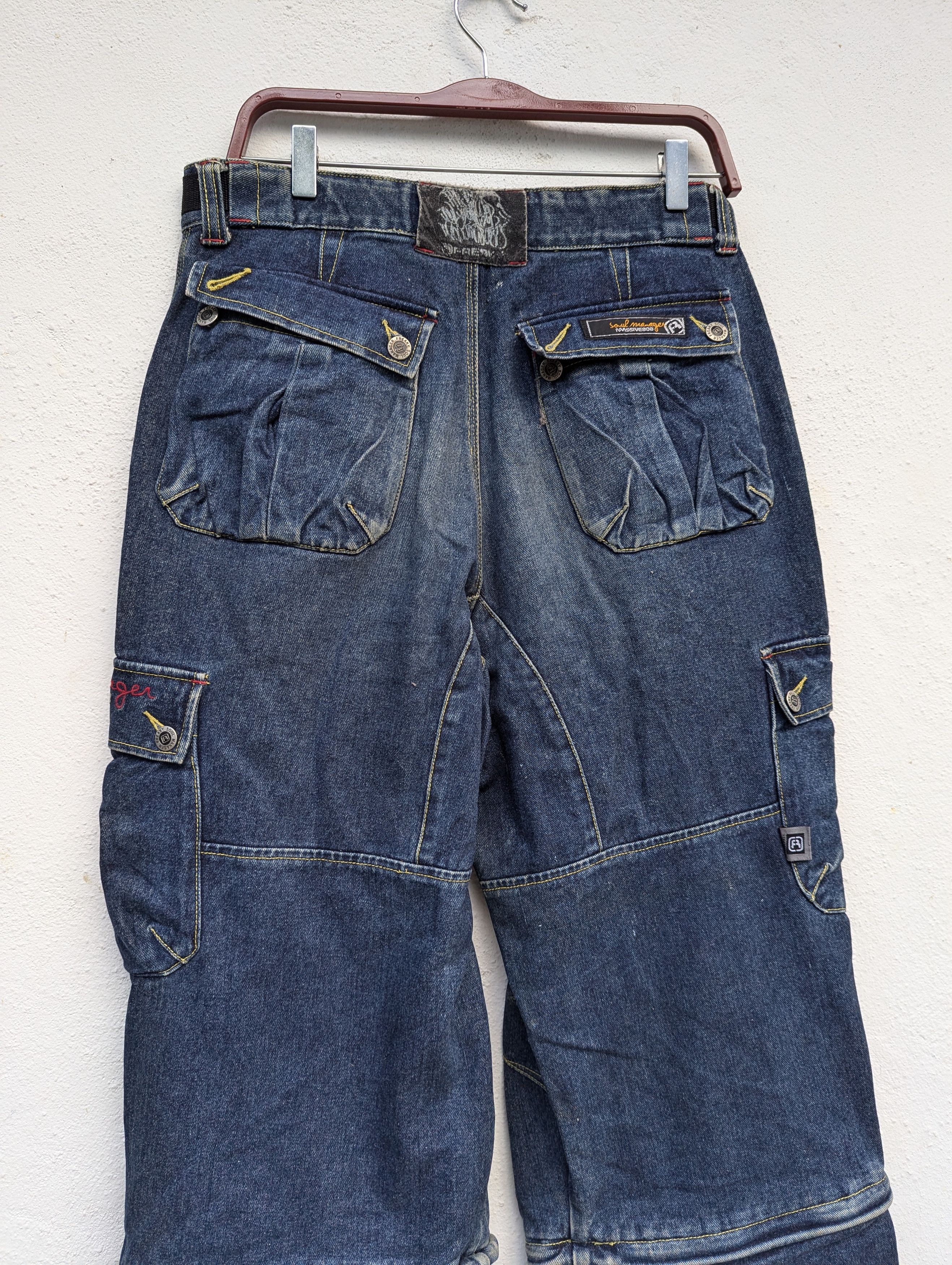 Japanese Brand FREAKY SOUL MANAGER DENIM LOOSE CARGO PANTS Size US 30 / EU 46 - 10 Thumbnail