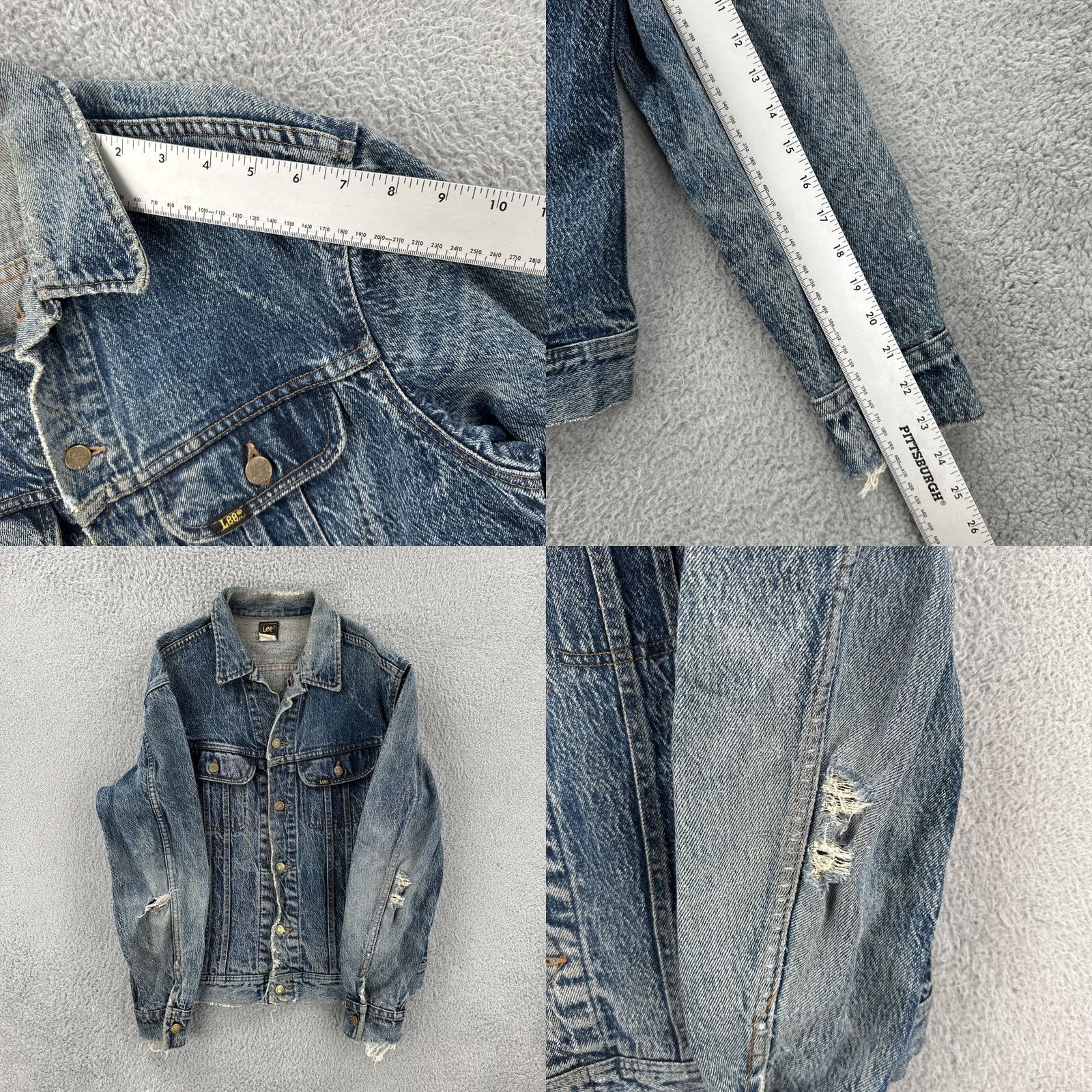 Lee VINTAGE Lee Riders M.R. Adult Medium PATD-153438 Made In USA Distressed Denim Jacket Rockabilly Blue Men Size US M / EU 48-50 / 2 - 10 Thumbnail