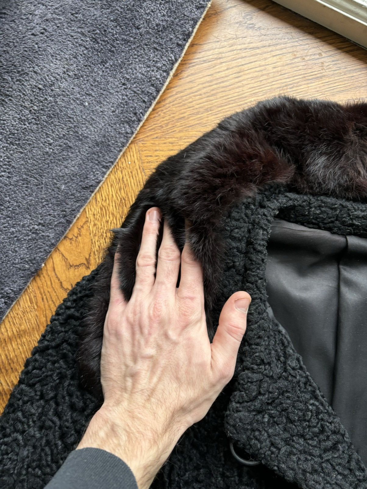 Vintage 1960s Astrakhan Coat Vintage Persian Lamb Wool Fur Trim Pea Size US XS / EU 42 / 0 - 9 Thumbnail