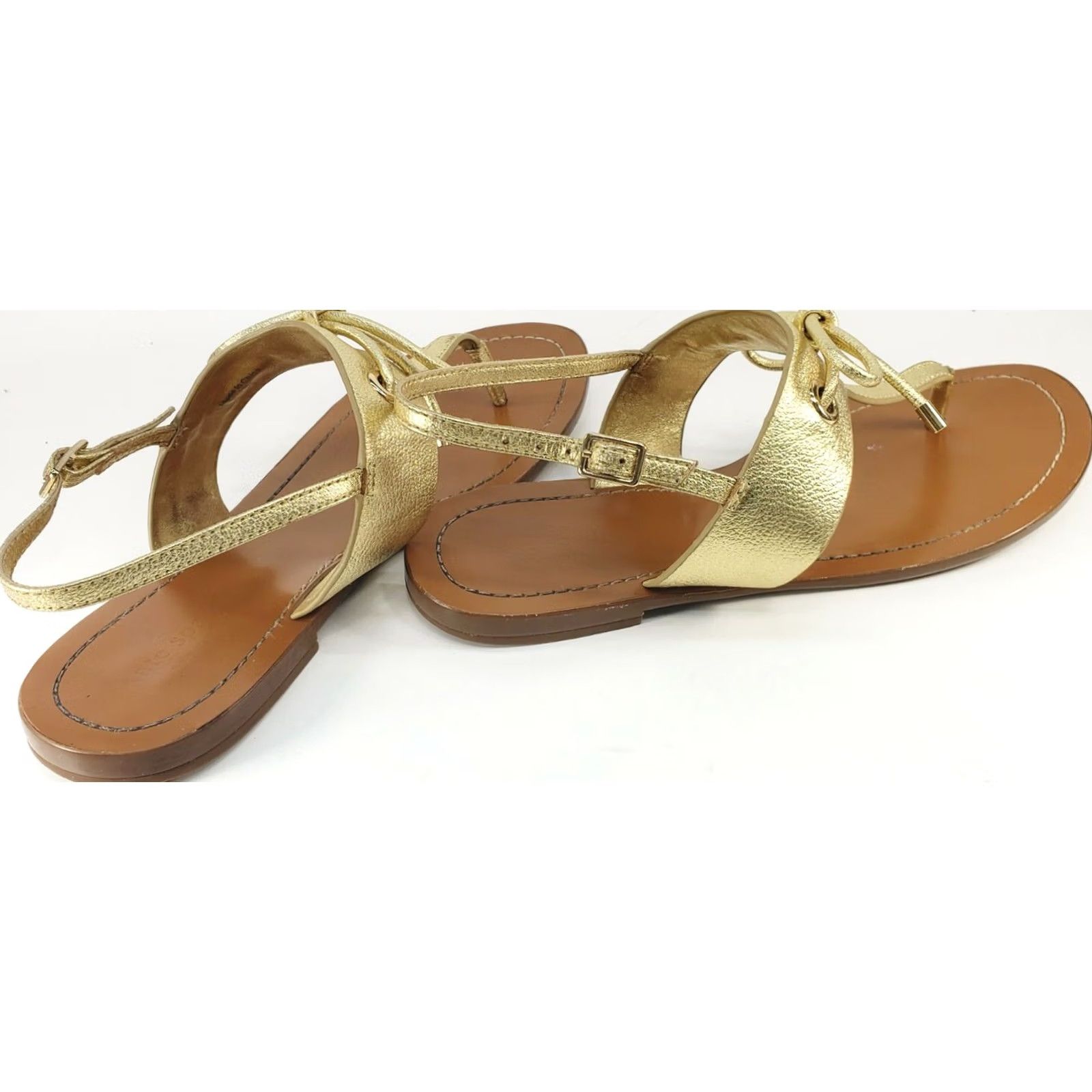 Vintage Kate Spade New York Gold Slingback Flat Sandal Bow Crossover Toe-Post Women 10M Size US 10 / IT 40 - 4 Thumbnail