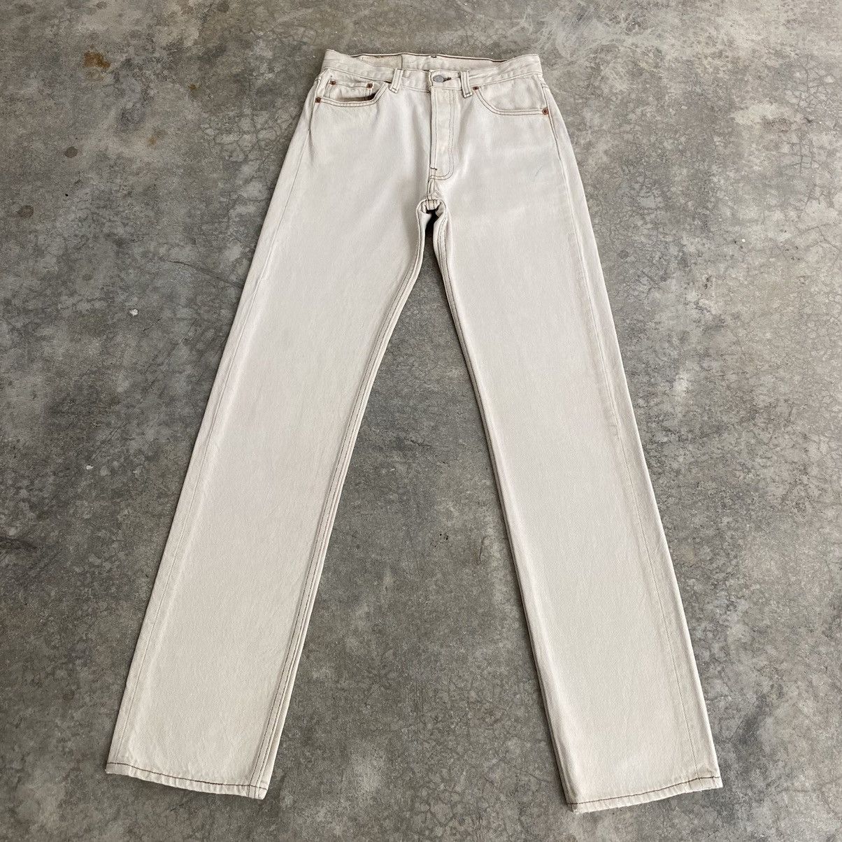 Levi's Size 27x33 Vintage 90’s Levis 501 Off White Denim Jeans Size US 27 - 1 Thumbnail