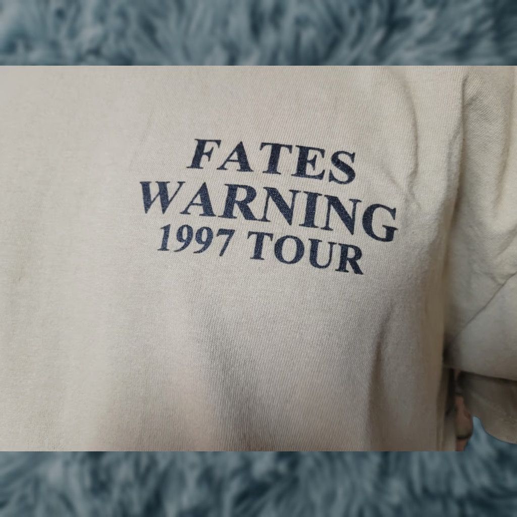 Hanes VTG Fates Warning A Pleasant Shade of Gray T Shirt XL Beige Cotton Hanes Regular Mens Autograph Graphic Tee Size US XL / EU 56 / 4 - 1 Thumbnail