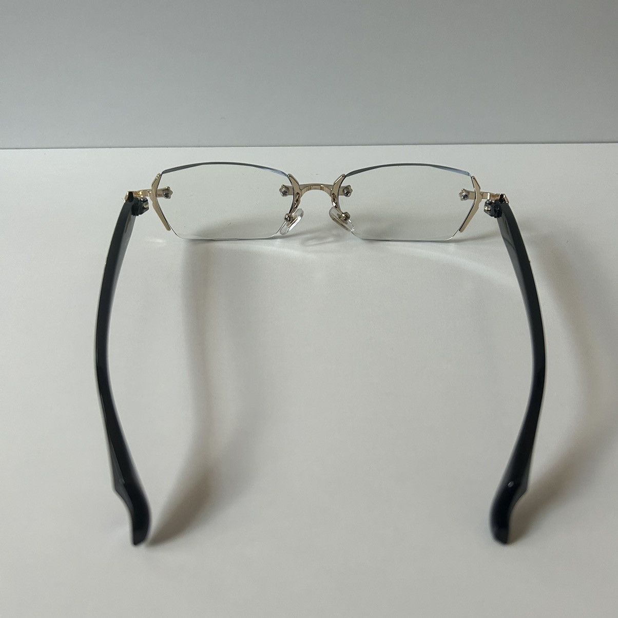 Japanese Brand × Vintage 90s Y2K retro style black frame gold cross rimless glasses Size ONE SIZE - 4 Thumbnail