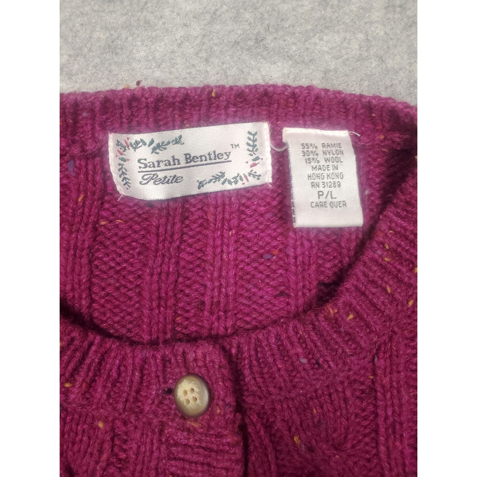 Other Women's Vintage Sarah Bentley P/L Purple Cable Knit Cardigan Size L / US 10 / IT 46 - 3 Thumbnail