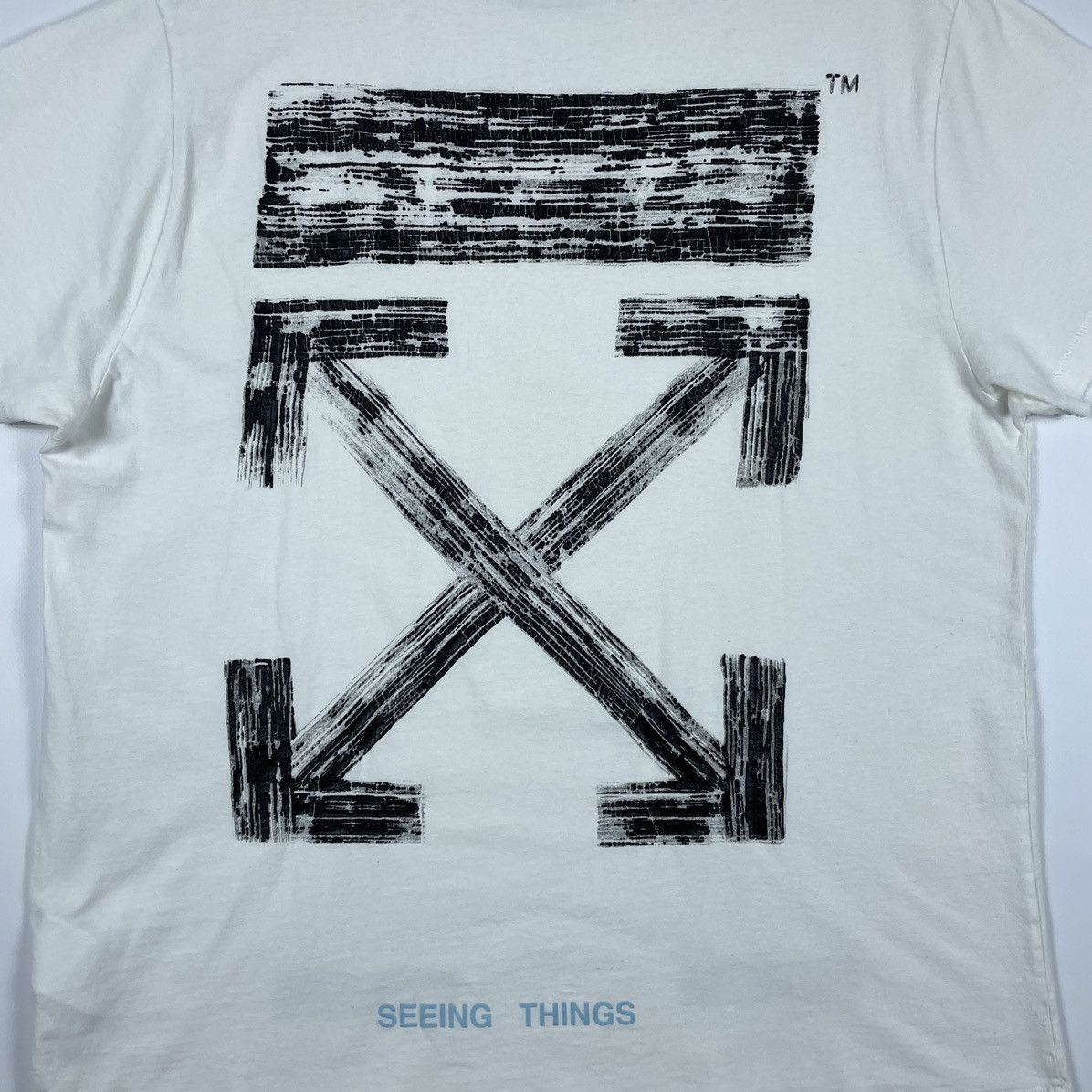 Off White Distressed Faded Black Arrows White T-shirt