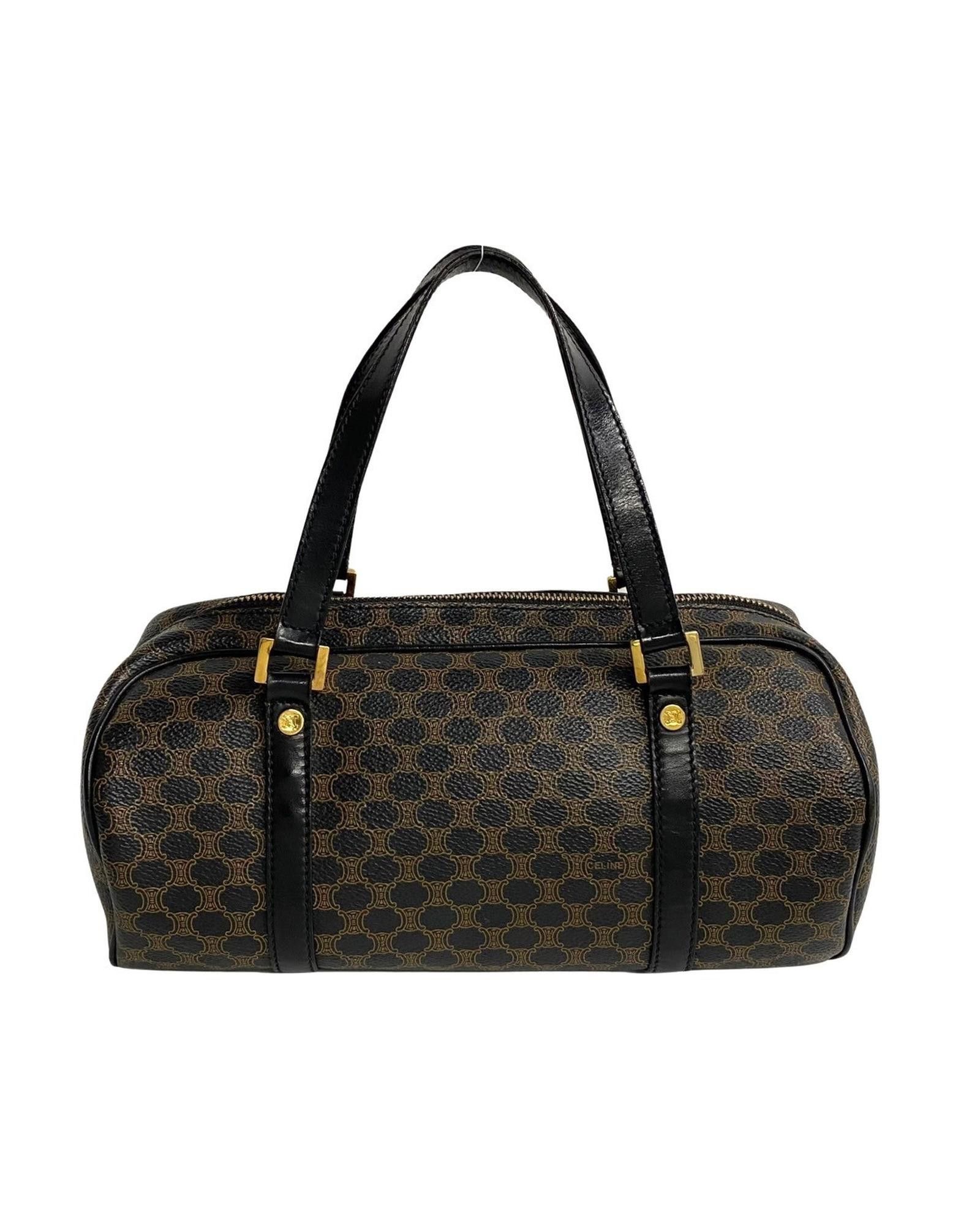 image of Celine Designer Black Macadam Handbag In Excellent Condition, Women's