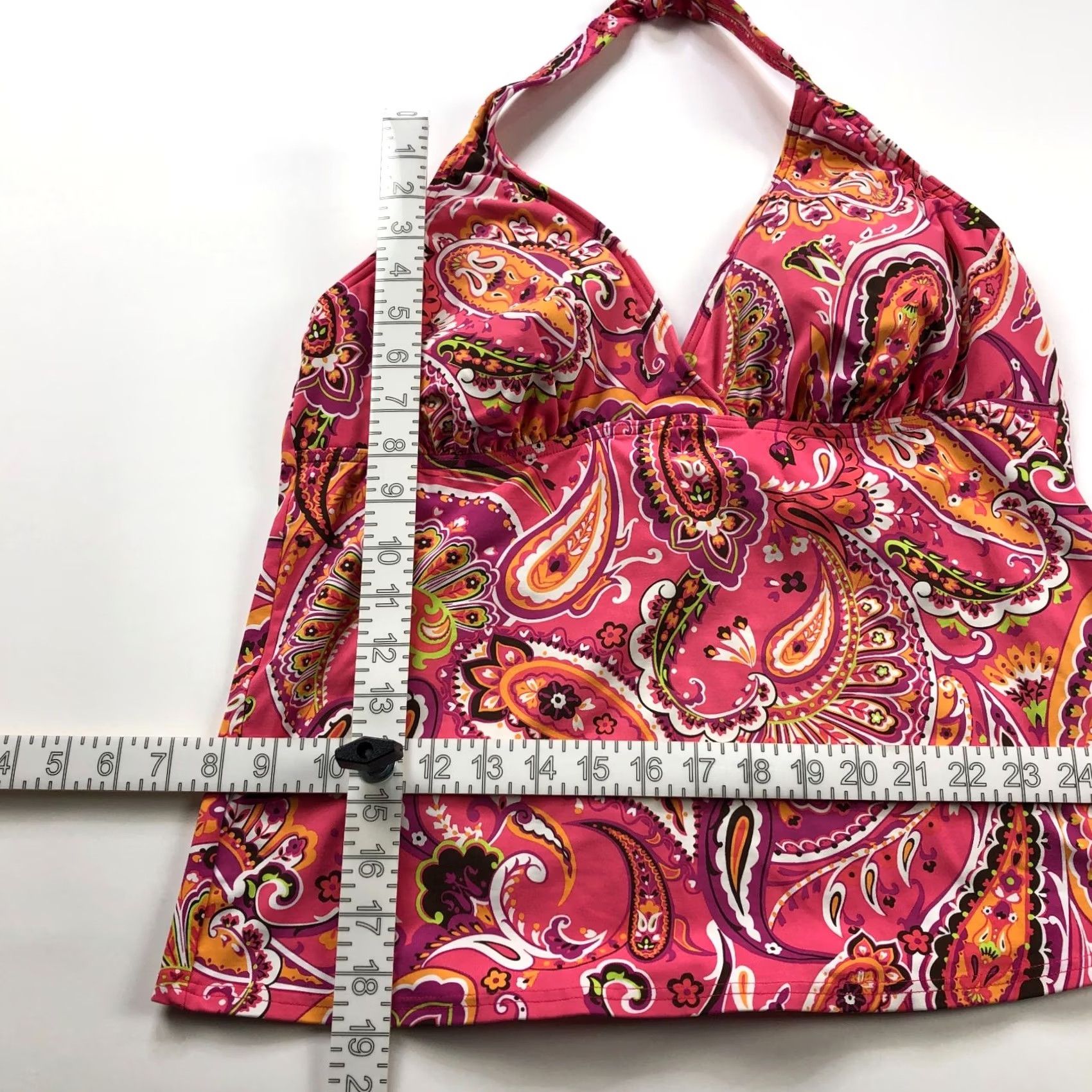 Lands' End Lands' End Tankini Top Halter 14L Pink Paisley Padded No Wire Womens Beach Vintage No Size XL / US 12-14 / IT 48-50 - 2 Thumbnail