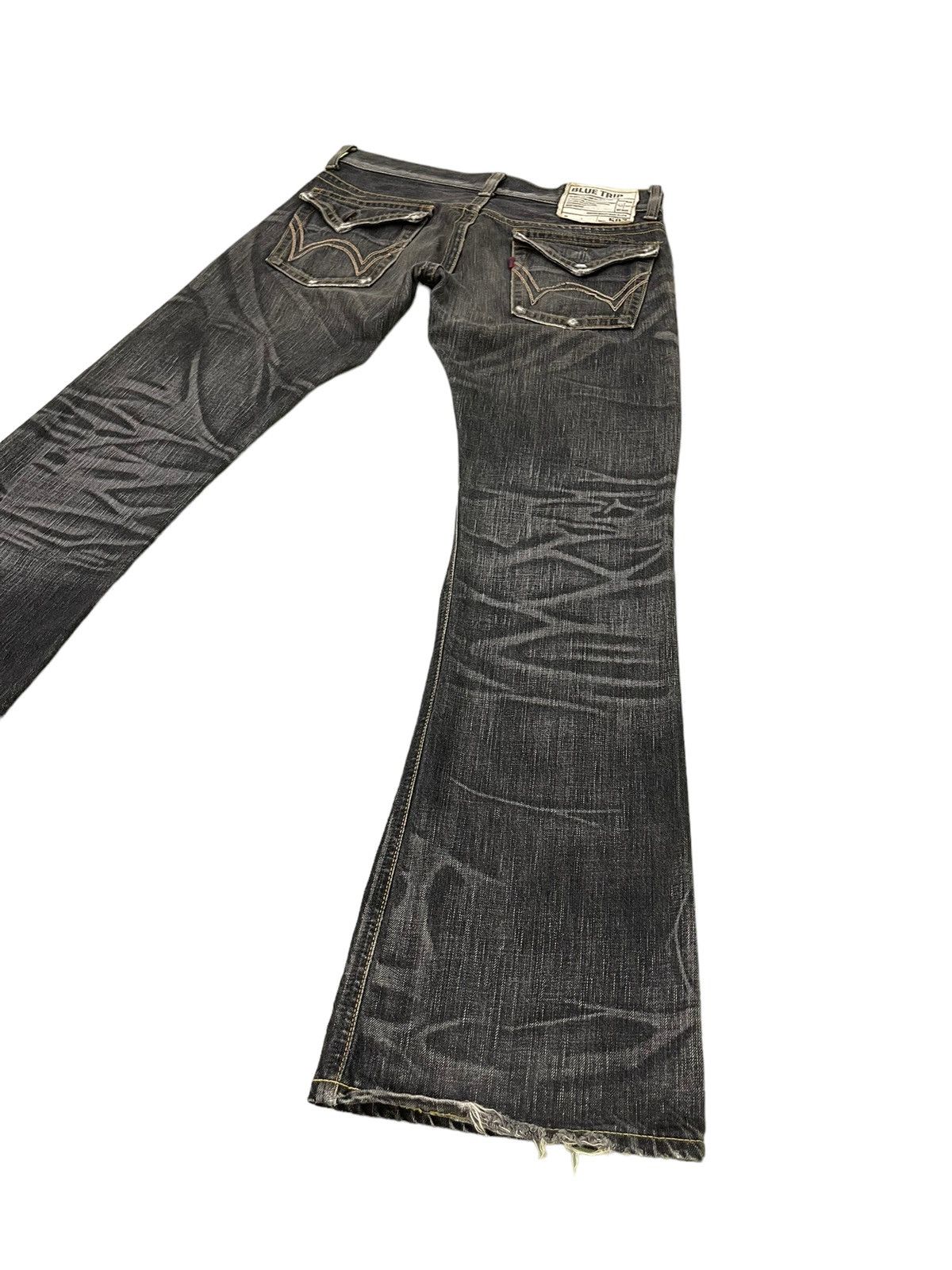 Japanese Brand Flare Jeans Edwin Japan Faded Black Distress Boot Cut 8🟦2 Size US 33 - 12 Thumbnail