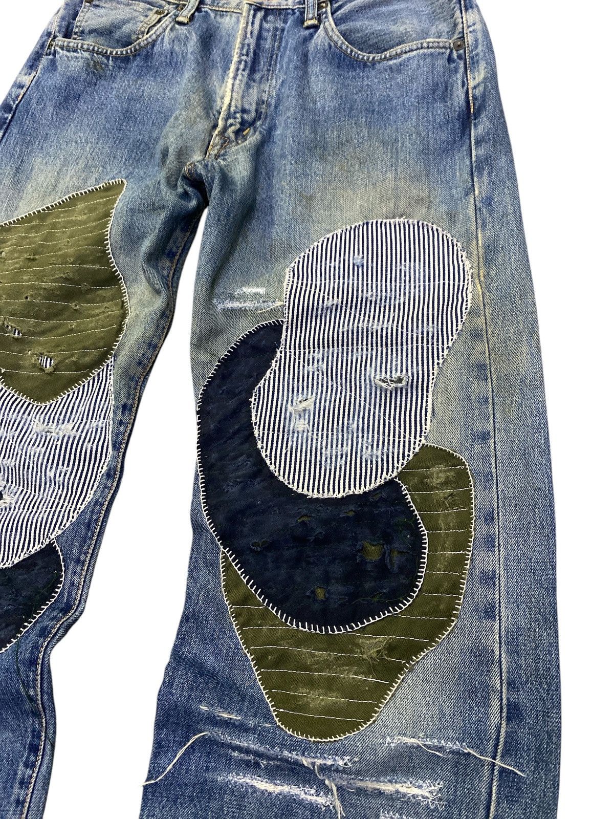 Edwin × Vintage Vintage Edwin 505x Patchwork Denim Selvedge Size US 32 / EU 48 - 4 Thumbnail