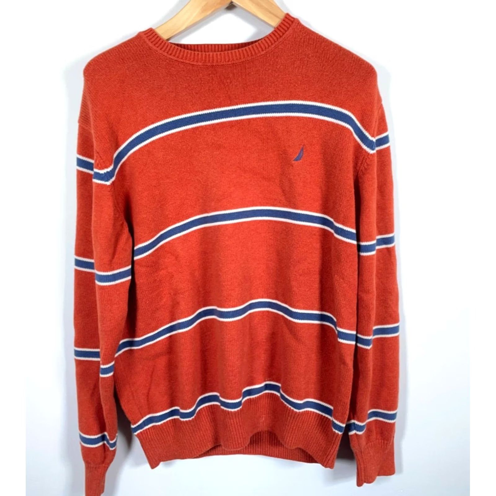 Nautica VINTAGE Nautica Sweater Men XL Orange Striped 100% Cotton Knit Crewneck Y2K VTG MENS Sweater Pullover Crew Neck Raglan? Size US XL / EU 56 / 4 - 2 Thumbnail