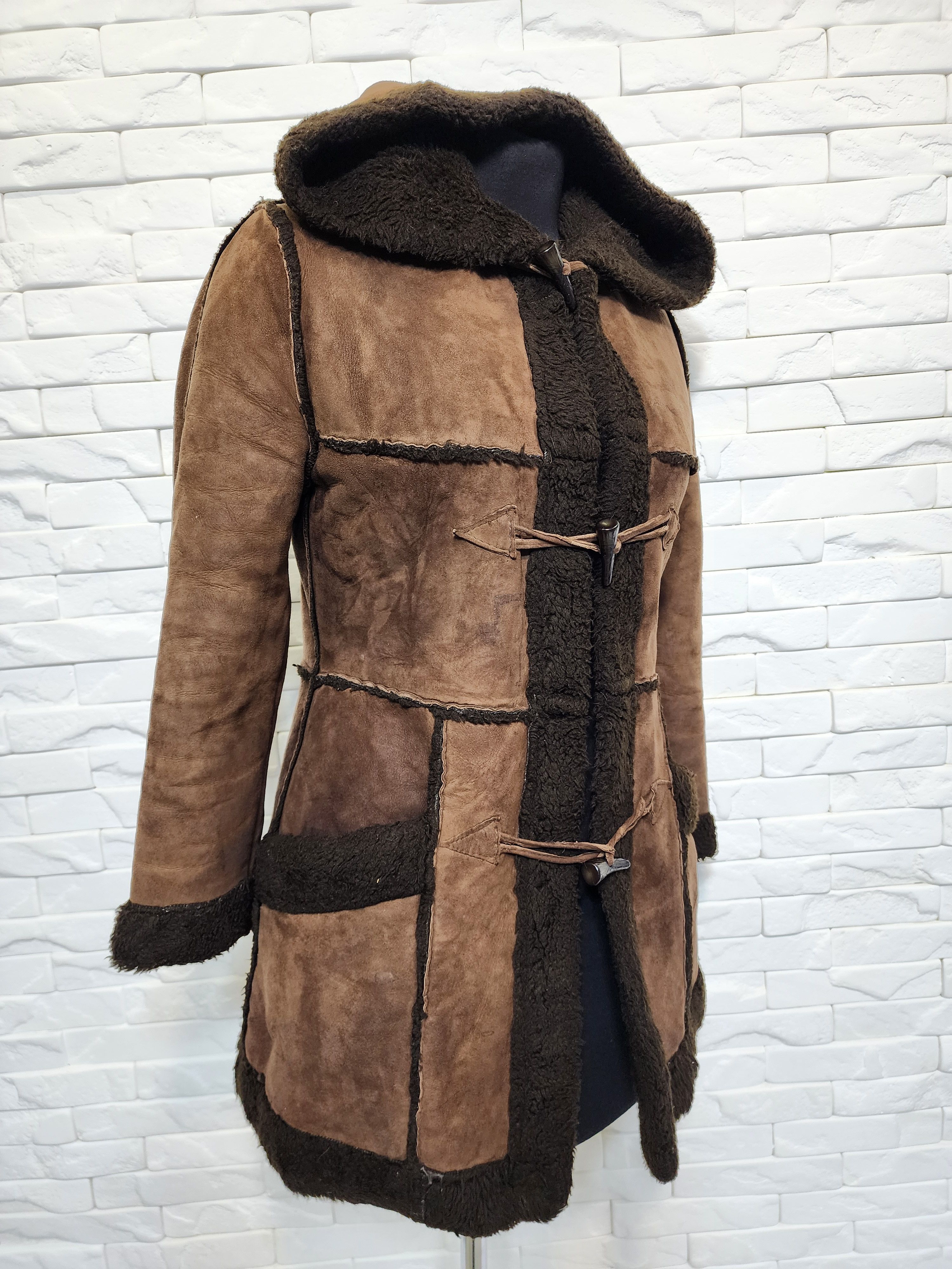 Genuine Leather Brown Suede Leather Jacket: Classic Hooded Design Size S / US 4 / IT 40 - 3 Thumbnail