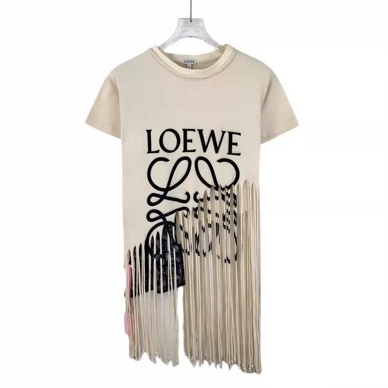 Loewe Loewe Light beige logo printed cotton round neck short sle Size S / US 4 / IT 40 - 1 Thumbnail