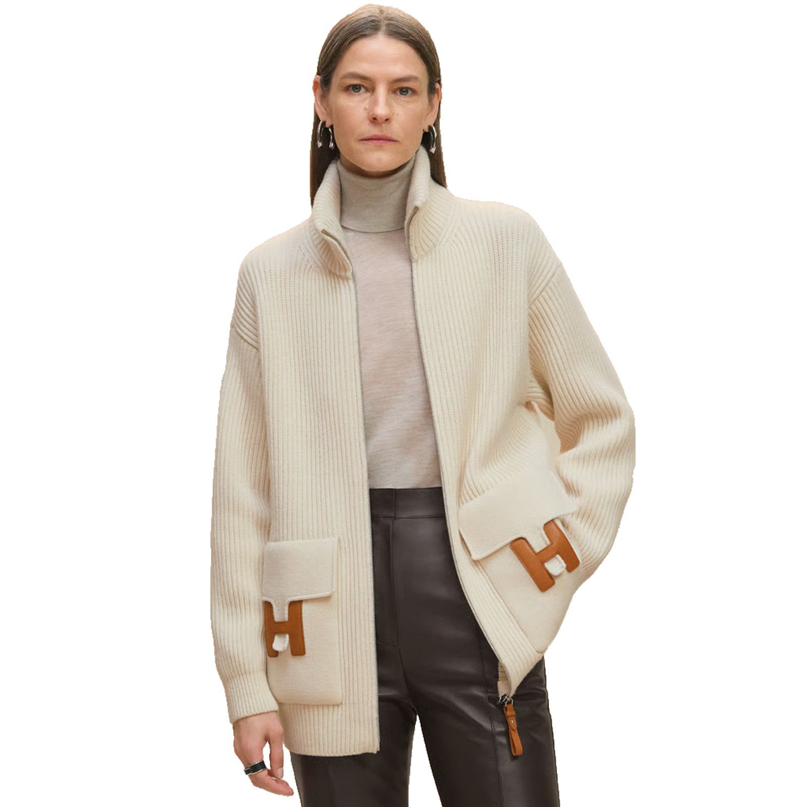 Hermes Zip Up Zipper Cardigan Sweater Wool Knit Jacket 38 Size XS / US 0-2 / IT 36-38 - 1 Thumbnail