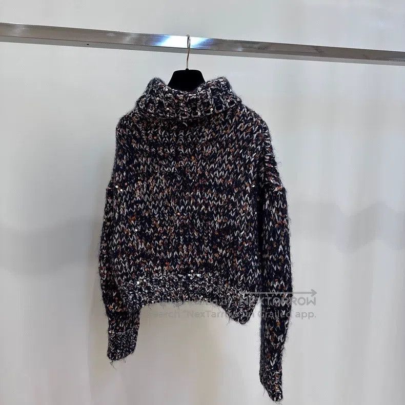 Brunello Cucinelli Brunello Cucinelli Sequined Knit Turtleneck Sweater Size L / US 10 / IT 46 - 2 Thumbnail