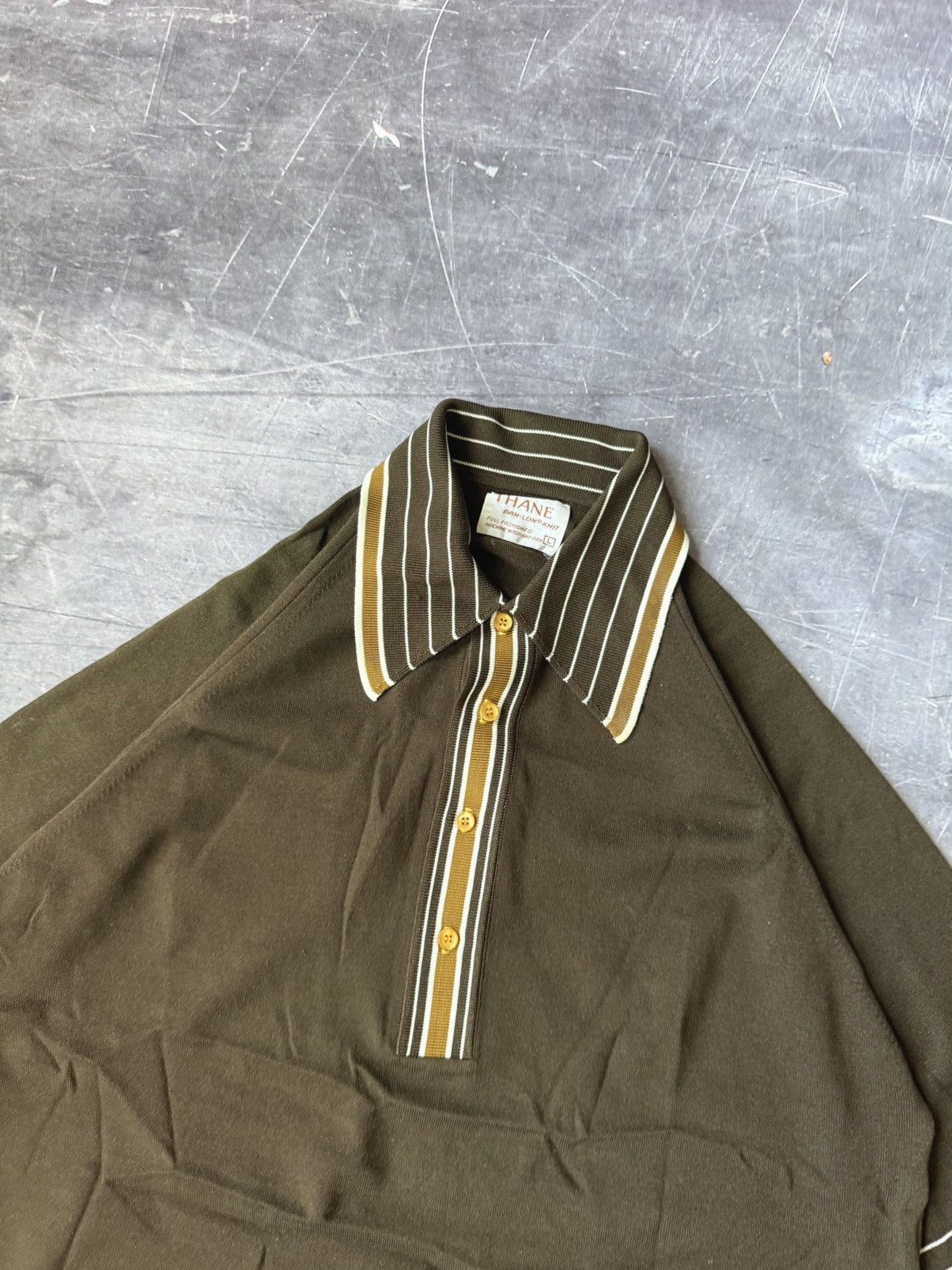 Vintage Vintage 80s Thane Bon Lan Knit Polo Shirt (L) Size US L / EU 52-54 / 3 - 3 Thumbnail