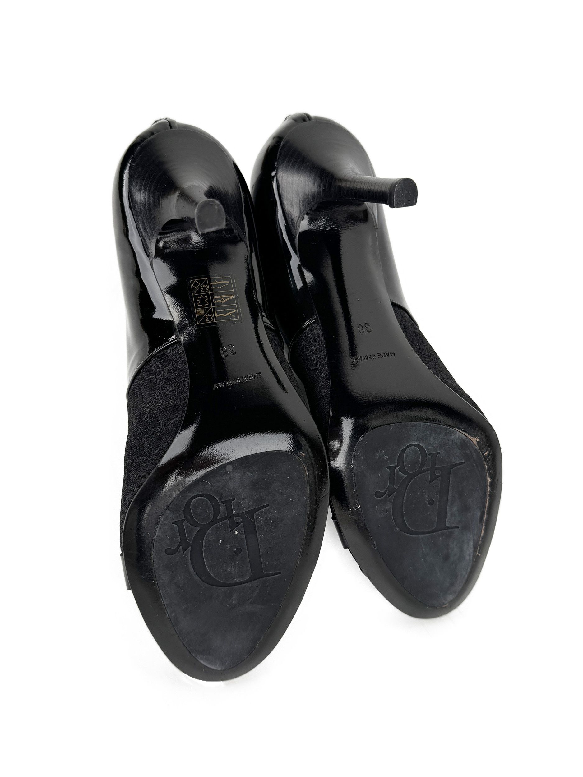 Dior Christian Dior Black Monogram Patent Leather Boots Heels Size US 8 / IT 38 - 9 Thumbnail