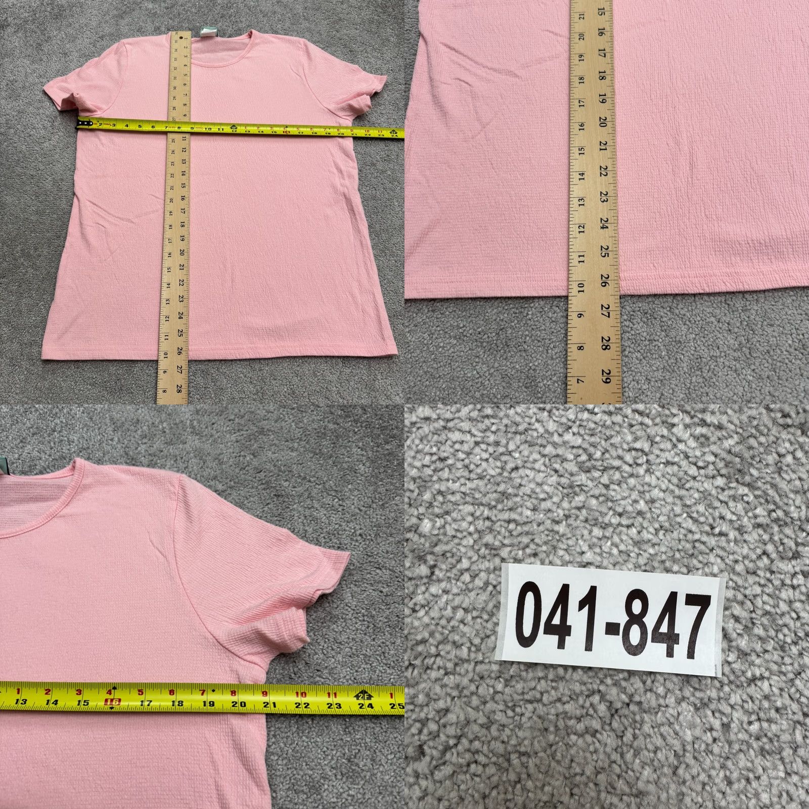Vintage Sara Morgan Textured Basic T-Shirt Womens Large Pink Short Sleeve Crew Tee Top Size L / US 10 / IT 46 - 8 Thumbnail