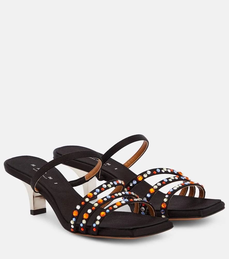 o1w1db10524 Satin Mules in Black
