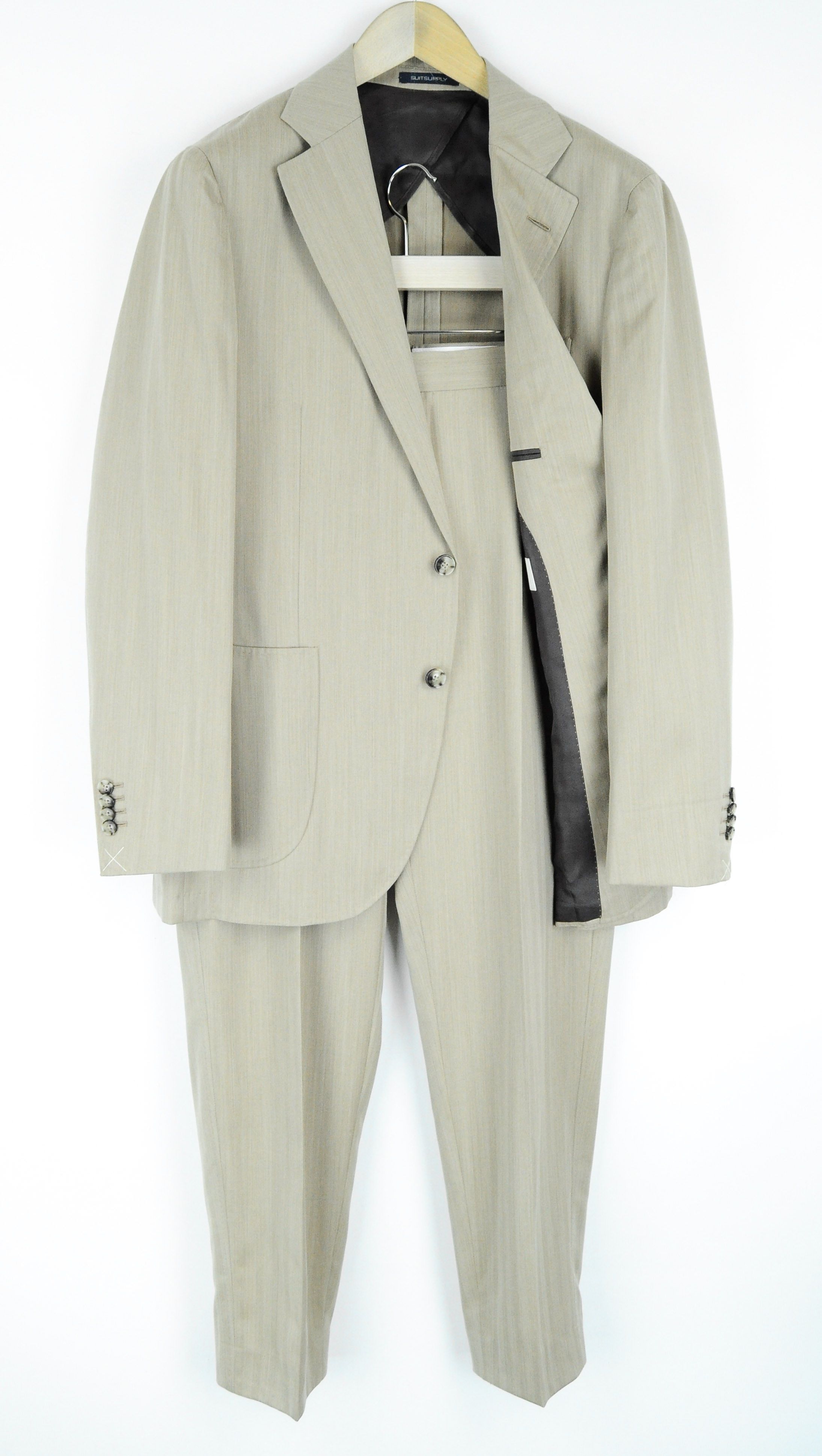 image of Suitsupply La Spalla Uk42R Wool Vented Light Brown Suit 55503, Men's