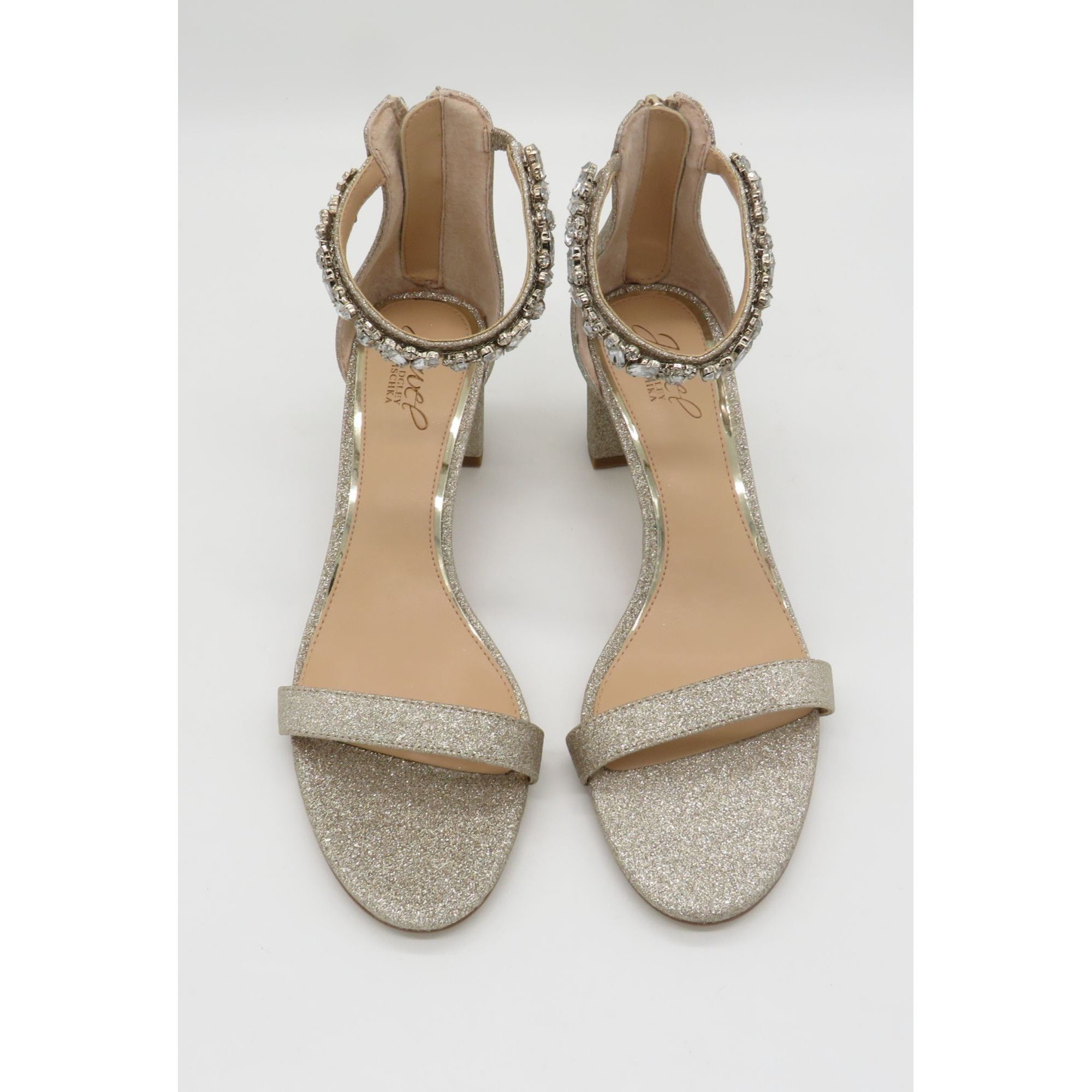 Badgley Mischka Jewel By Badgley Mischka Women's Gold Block Heel Sandals Rhi Size US 9 / IT 39 - 2 Thumbnail