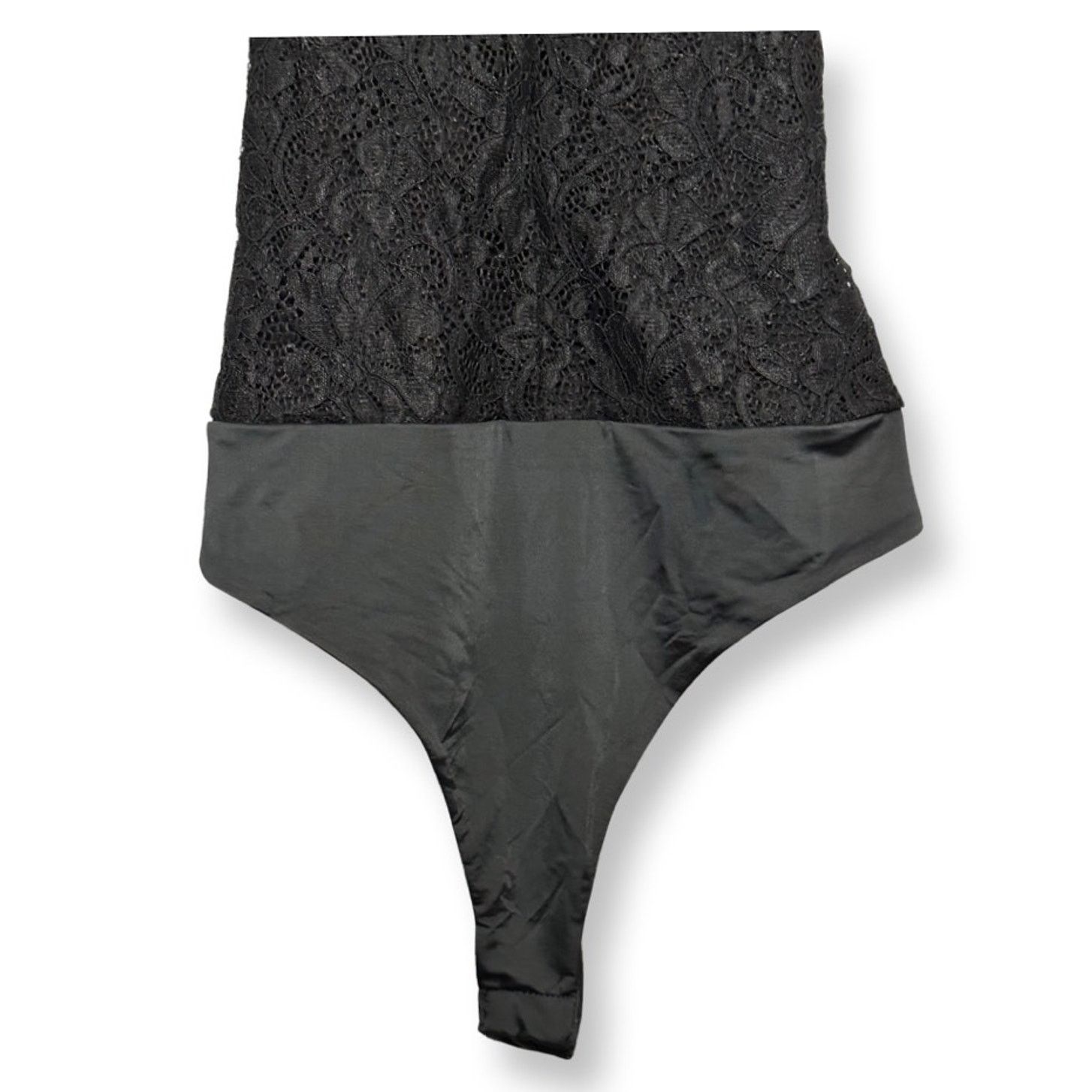 Other AFRM Bodysuit Sleeveless Deep Plunge Lace Overlay Black W S Size S / US 4 / IT 40 - 4 Thumbnail
