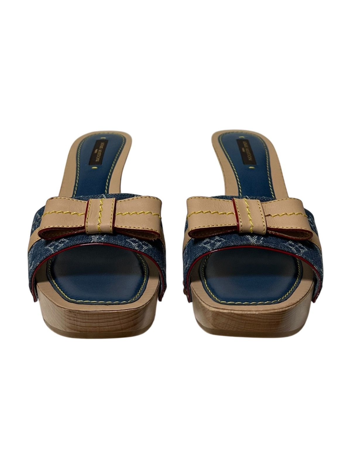 Louis Vuitton LOUIS VUITTON Monogram Denim Leather Bow Platform Sandals Size US 5 / IT 35 - 2 Thumbnail
