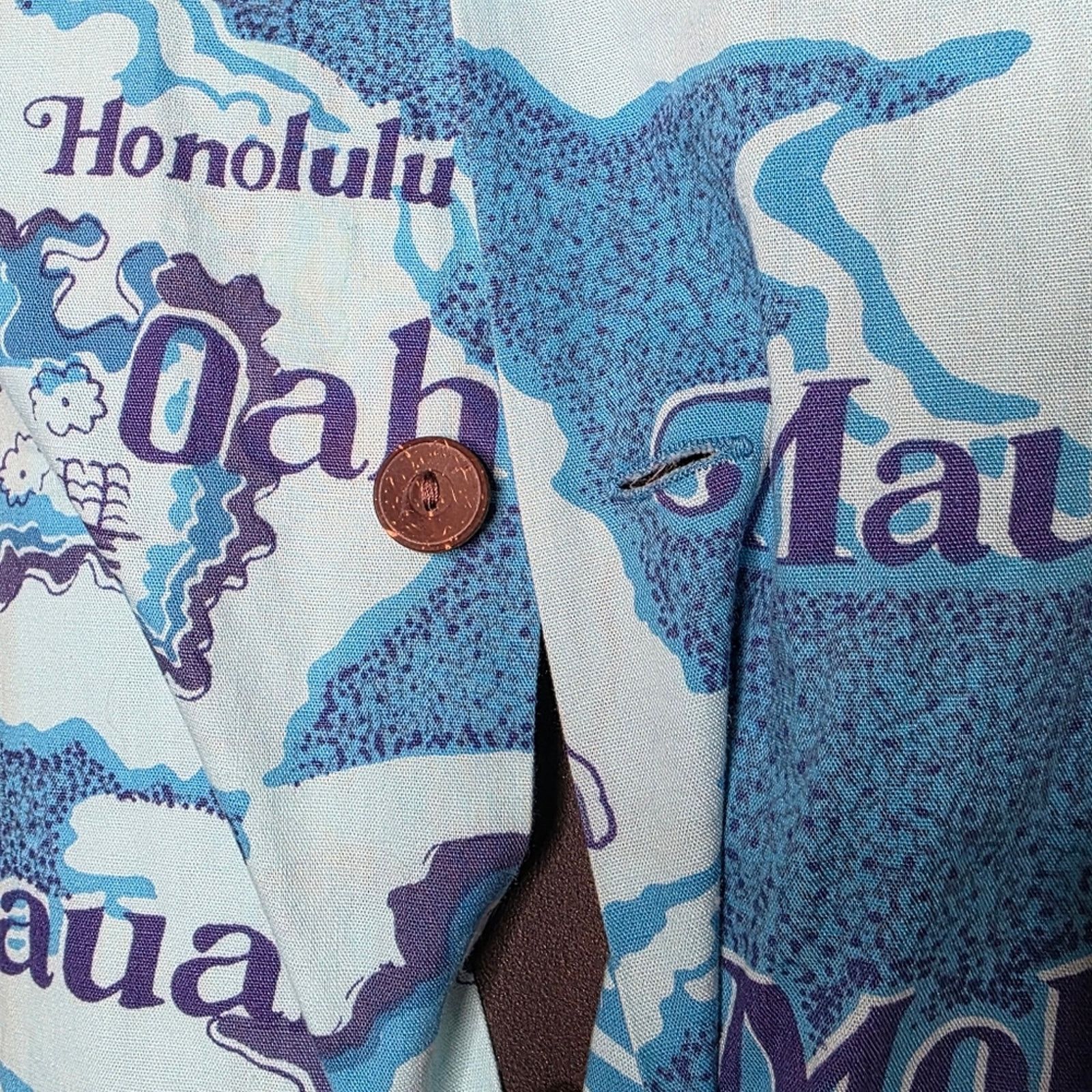 Vintage VTG 70s Island Fashions Map Print Hawaiian Aloha Shirt, sz L Size US L / EU 52-54 / 3 - 7 Thumbnail