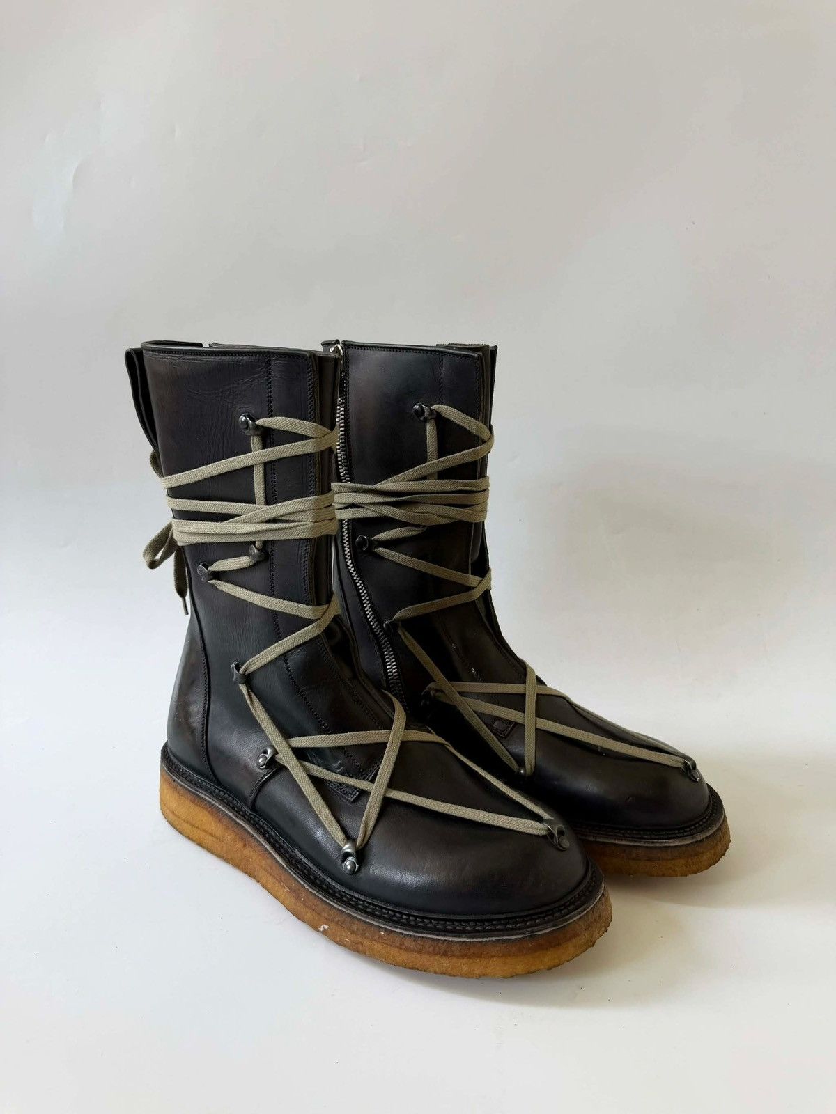 Rick Owens Rick Owens Black Lace-Up Creeper Boots Size US 11 / EU 44 - 2 Thumbnail