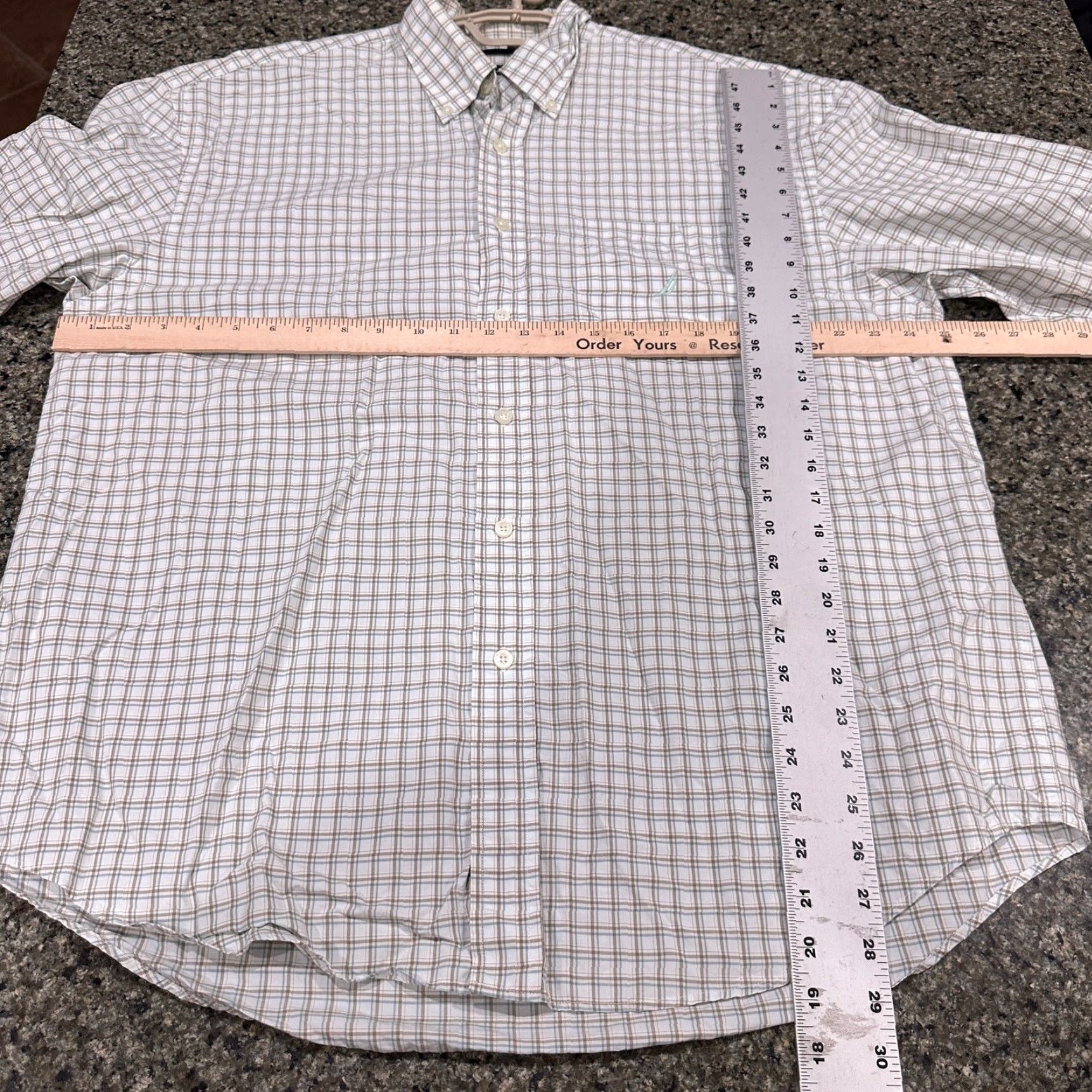 Nautica VINTAGE Nautica Button-Up Shirt Plaid XL Men White Brown Blue 100% Cotton Two Ply Preppy 90s Retro Classic Fit Long Sleeve Casual Business Mens Size US XL / EU 56 / 4 - 4 Thumbnail