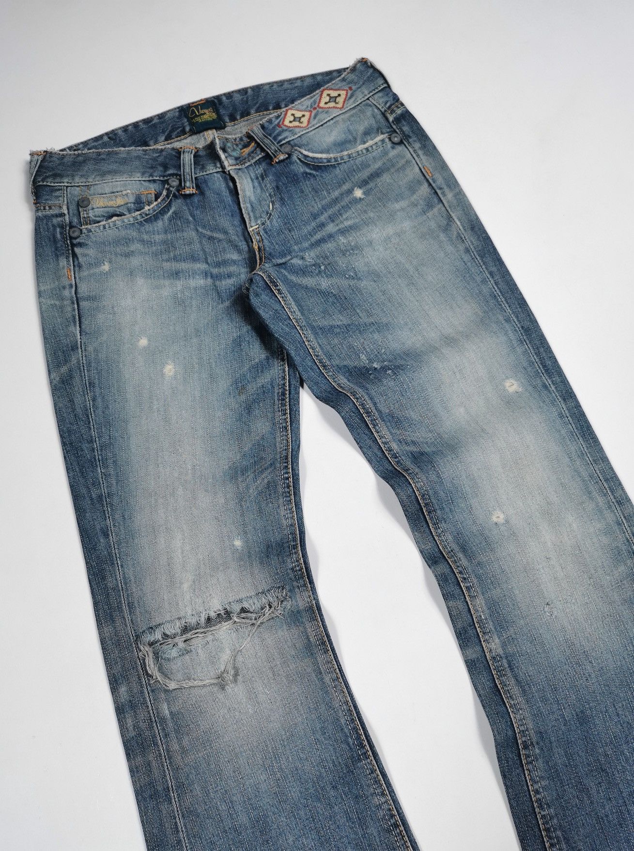 Edwin Flare Bootcut Edwin Something Vienus Distressed Jeans Size 30" / US 8 / IT 44 - 3 Thumbnail