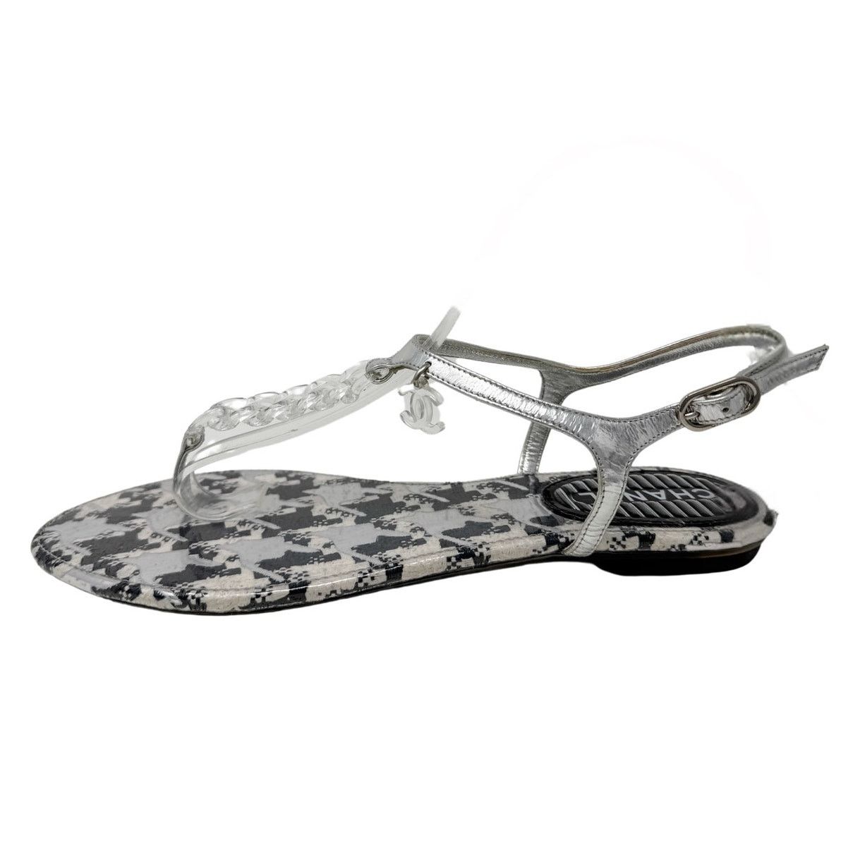 Chanel Chanel Clear Chain CC Logo Houndstooth Thong Sandal size 39 Size US 9 / IT 39 - 3 Thumbnail