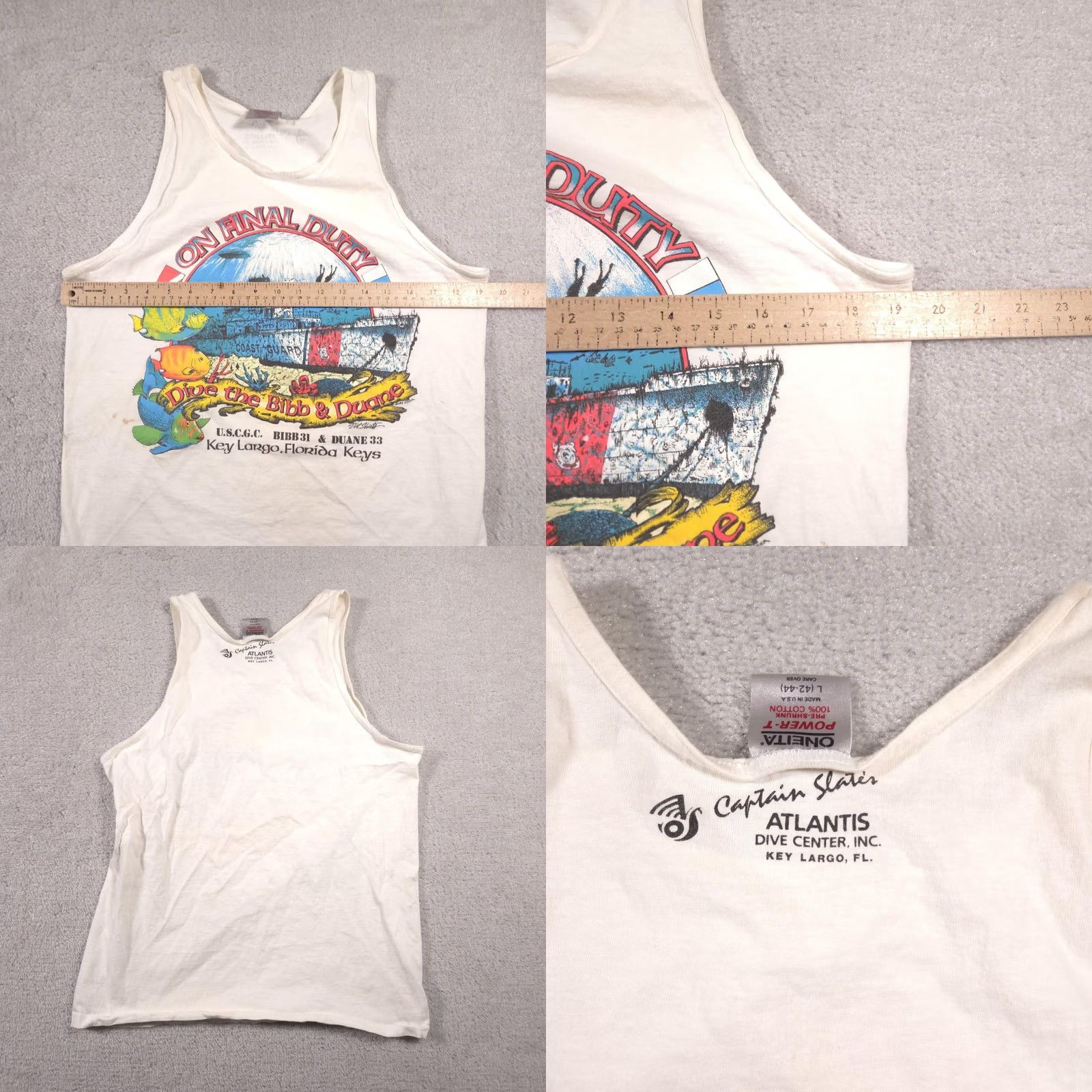 Vintage VINTAGE Dive the Bibb & Duane Shirt Mens Large White Florida Keys Tank 90s Size US L / EU 52-54 / 3 - 10 Thumbnail