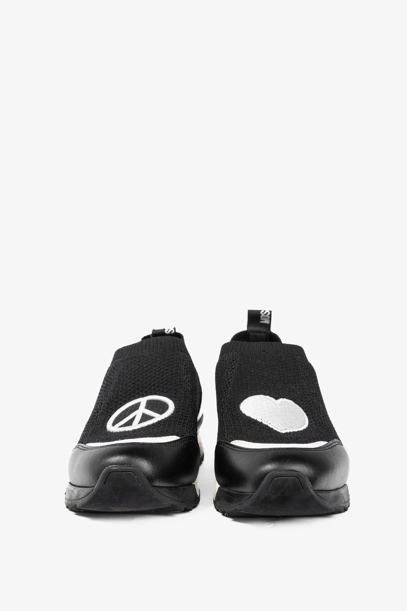 Love Moschino Love Moschino Black Love & Peace Slip-On Knit Sneakers Size US 5.5 / IT 35.5 - 3 Thumbnail