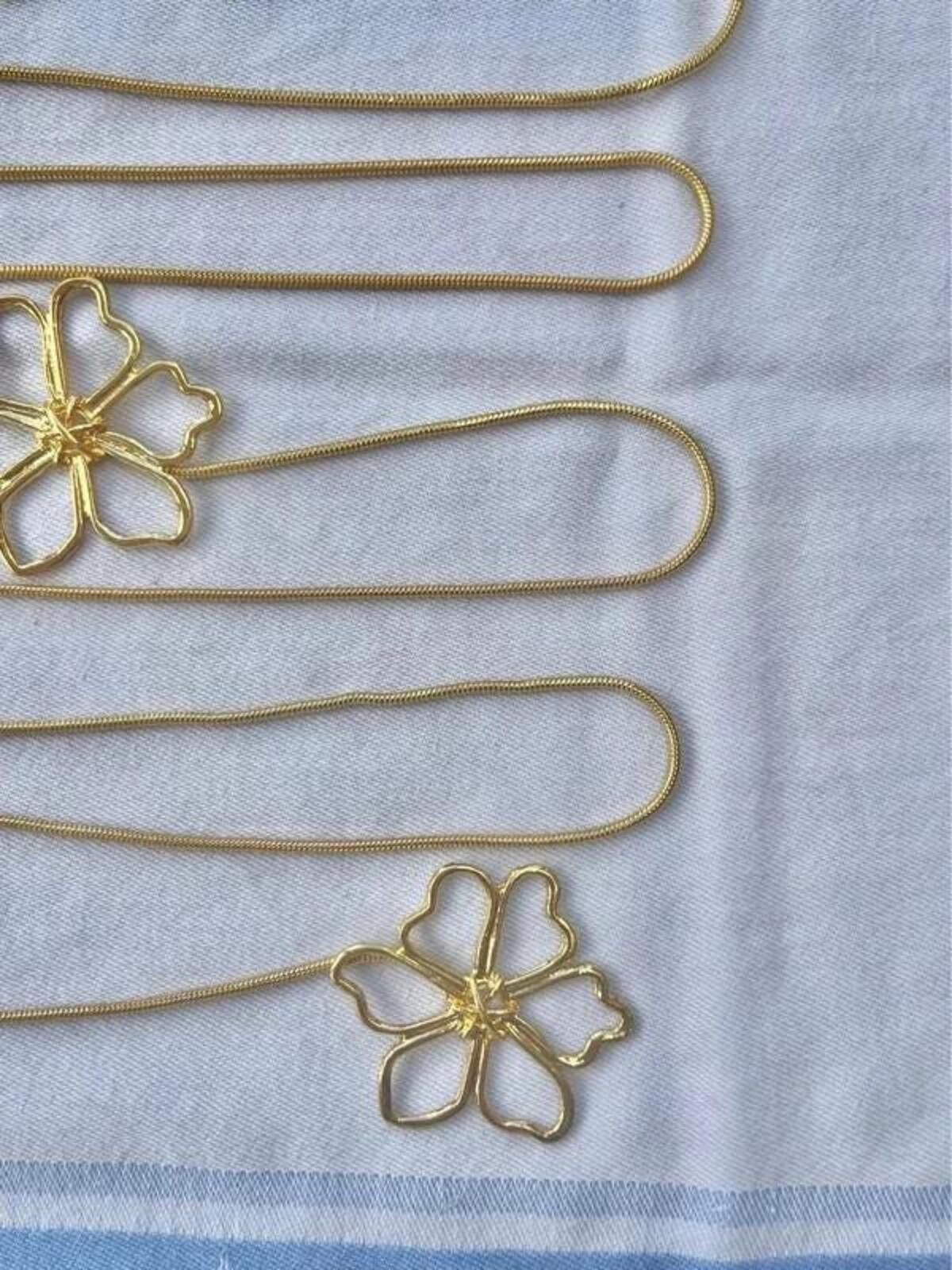 Other Gold plated floral wraparound long flower necklace Size ONE SIZE - 5 Thumbnail
