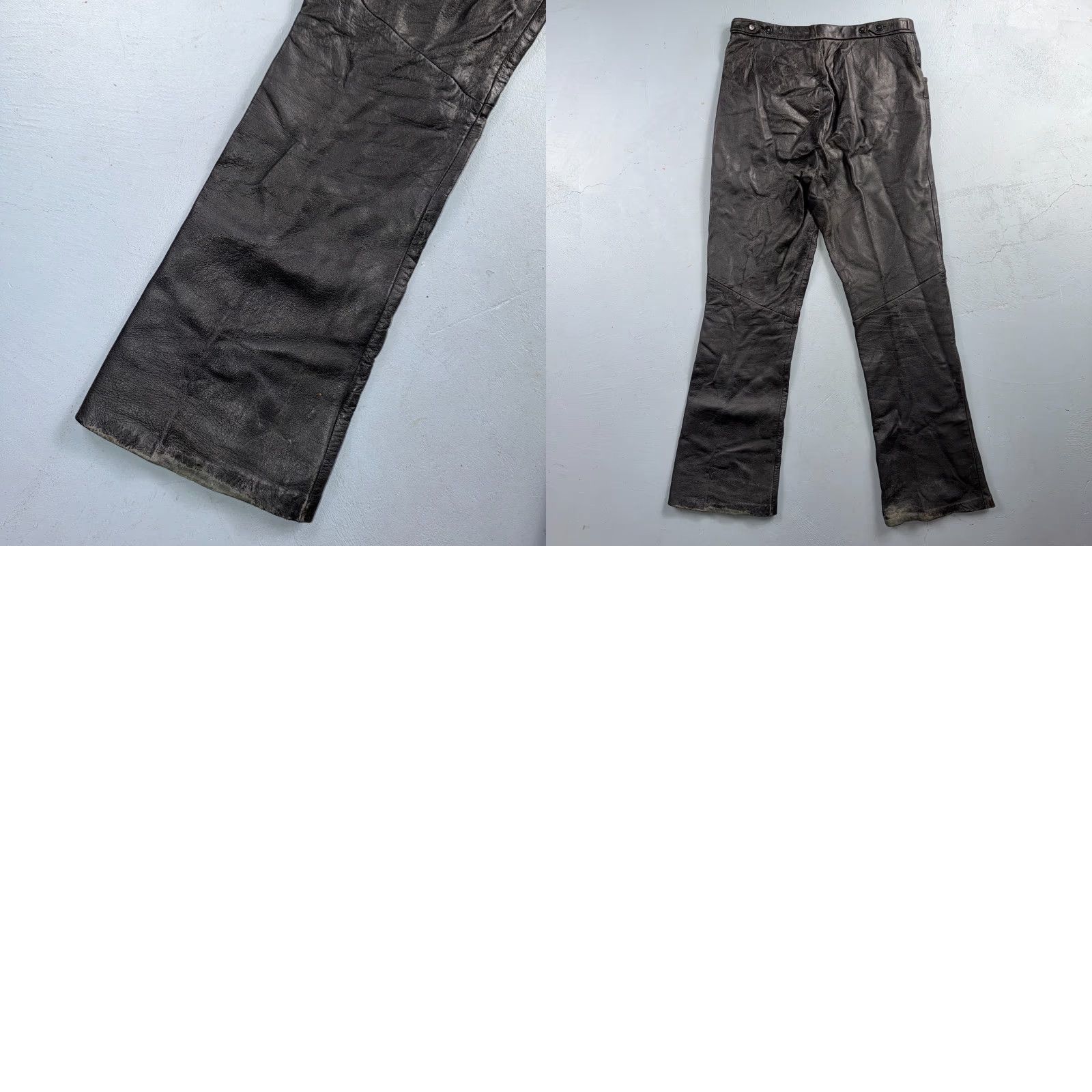 Vintage VTG Black Leather Motorcycle Pants 31x31 Rockabilly 50s 60s Buco 1960s Mens Size US 31 - 11 Thumbnail