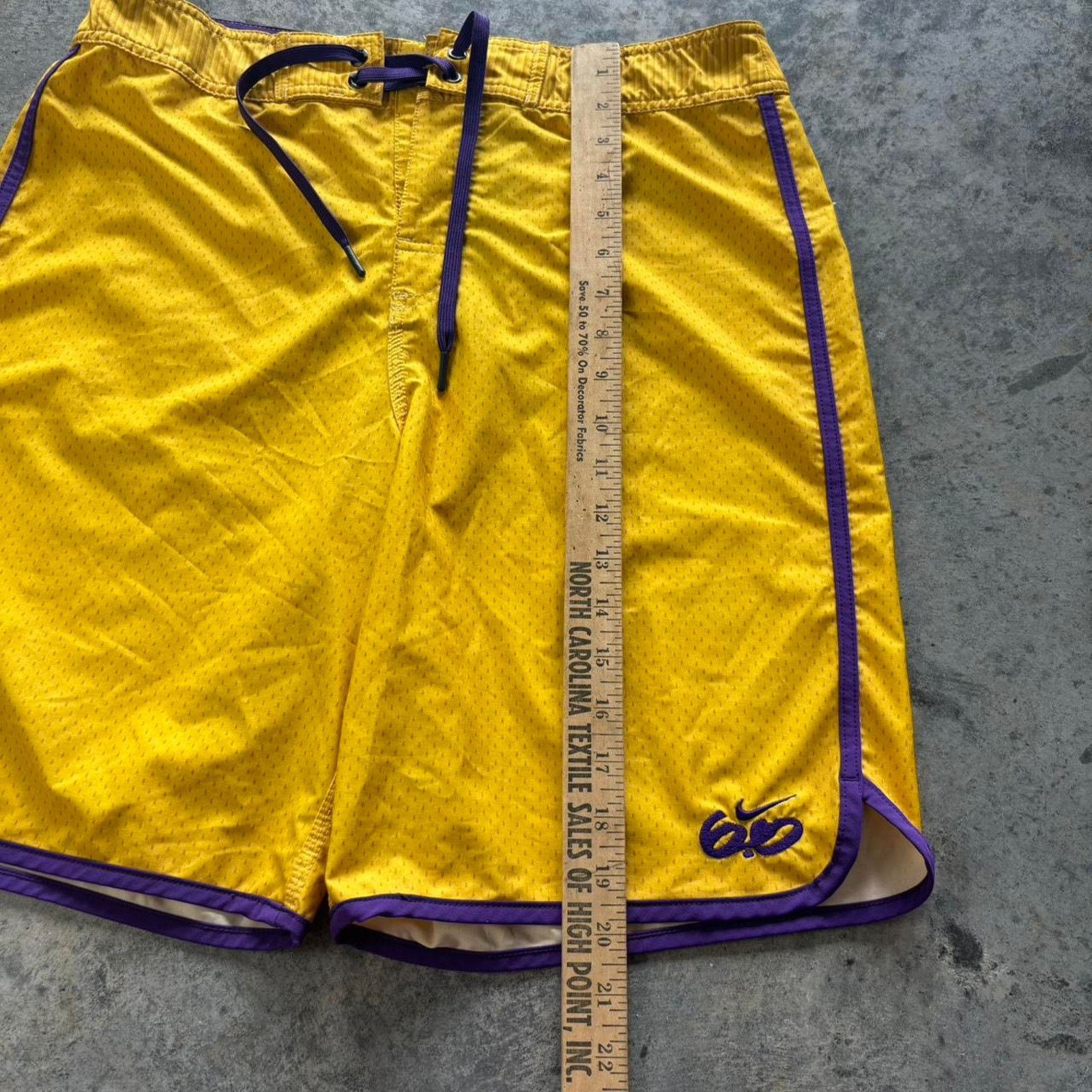 NBA × Nike × Vintage Y2K Nike 6.0 LA Lakers Swim Trunks Size US 31 - 5 Thumbnail